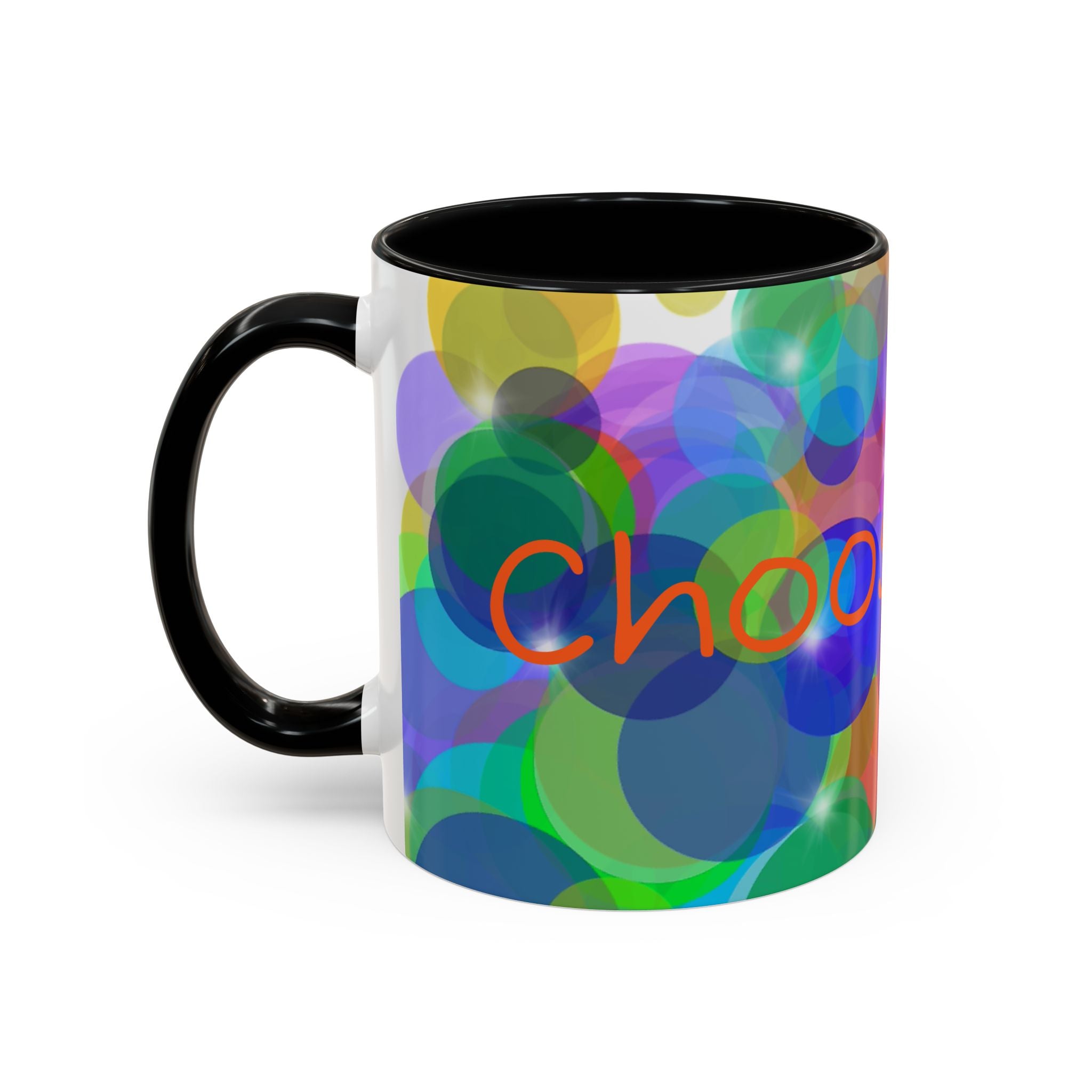 Colorful Bokeh "Choose Joy!" Accent Coffee Mug (11/15oz)