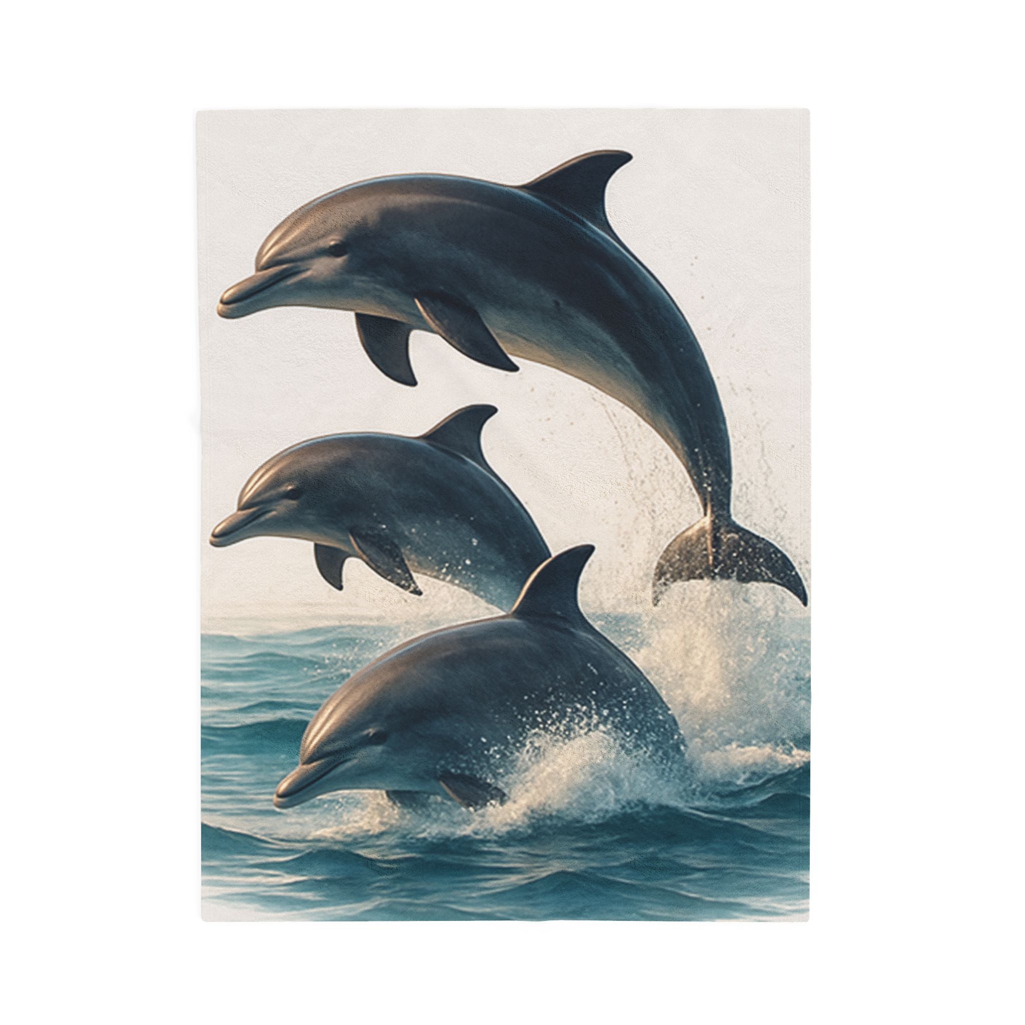 Dolphin Velveteen Plush Blanket — Soft Ocean Jumping Dolphins Throw