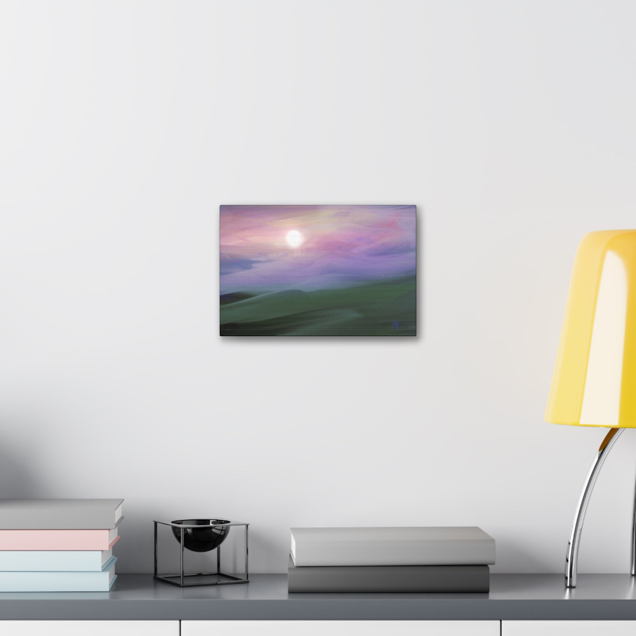 Sunrise Mist Landscape Canvas Print — Serene Pastel Wall Art