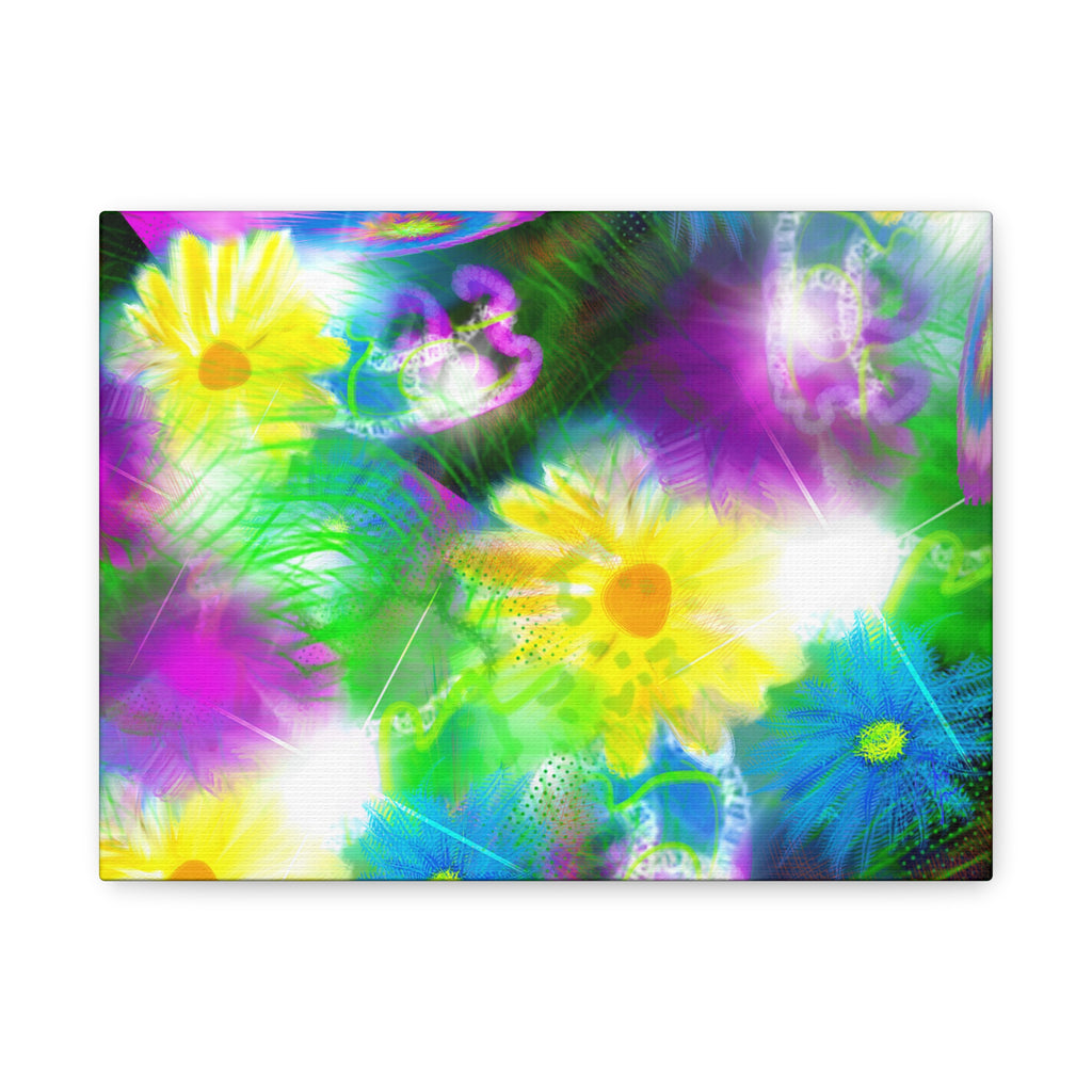 Bright Floral Abstract Matte Canvas Wall Art — Vibrant Daisy Pop