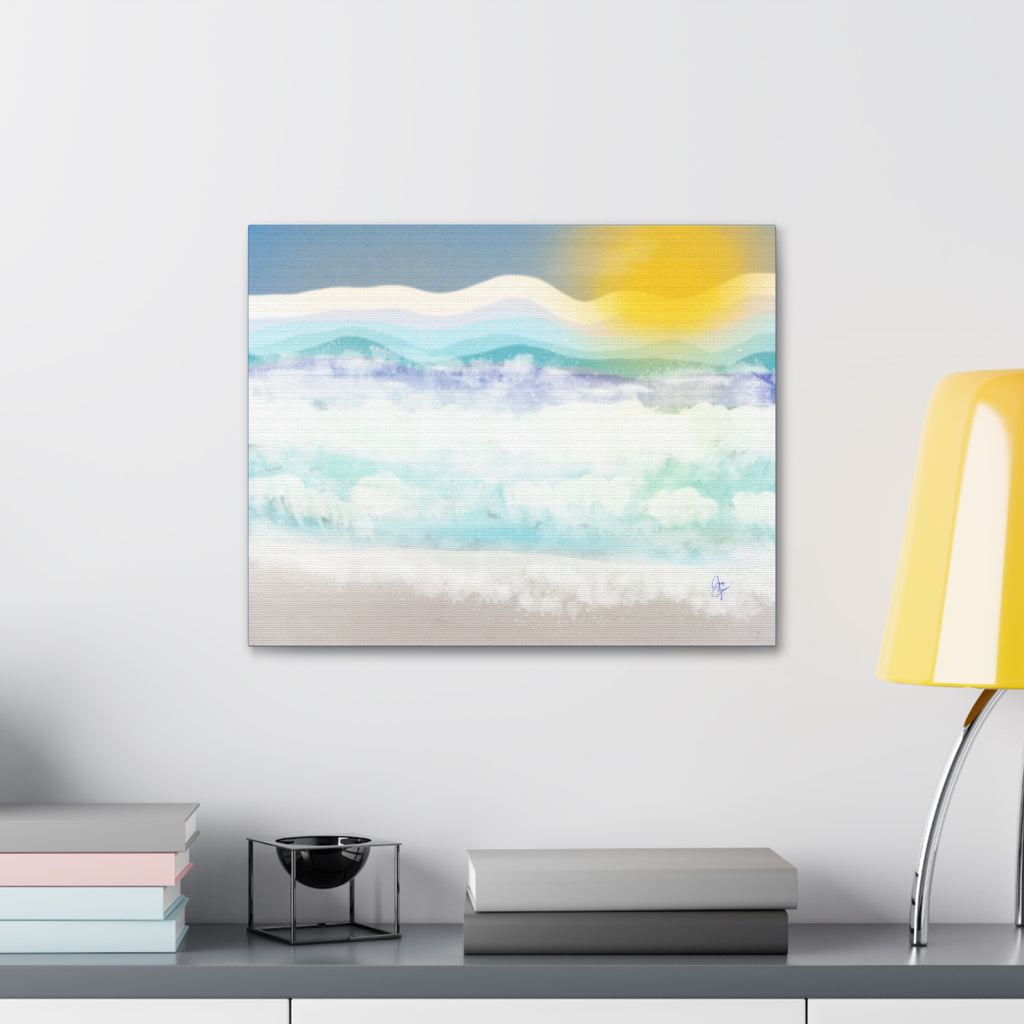 Serene Coastal Watercolor Canvas Print — Stretched 1.5"