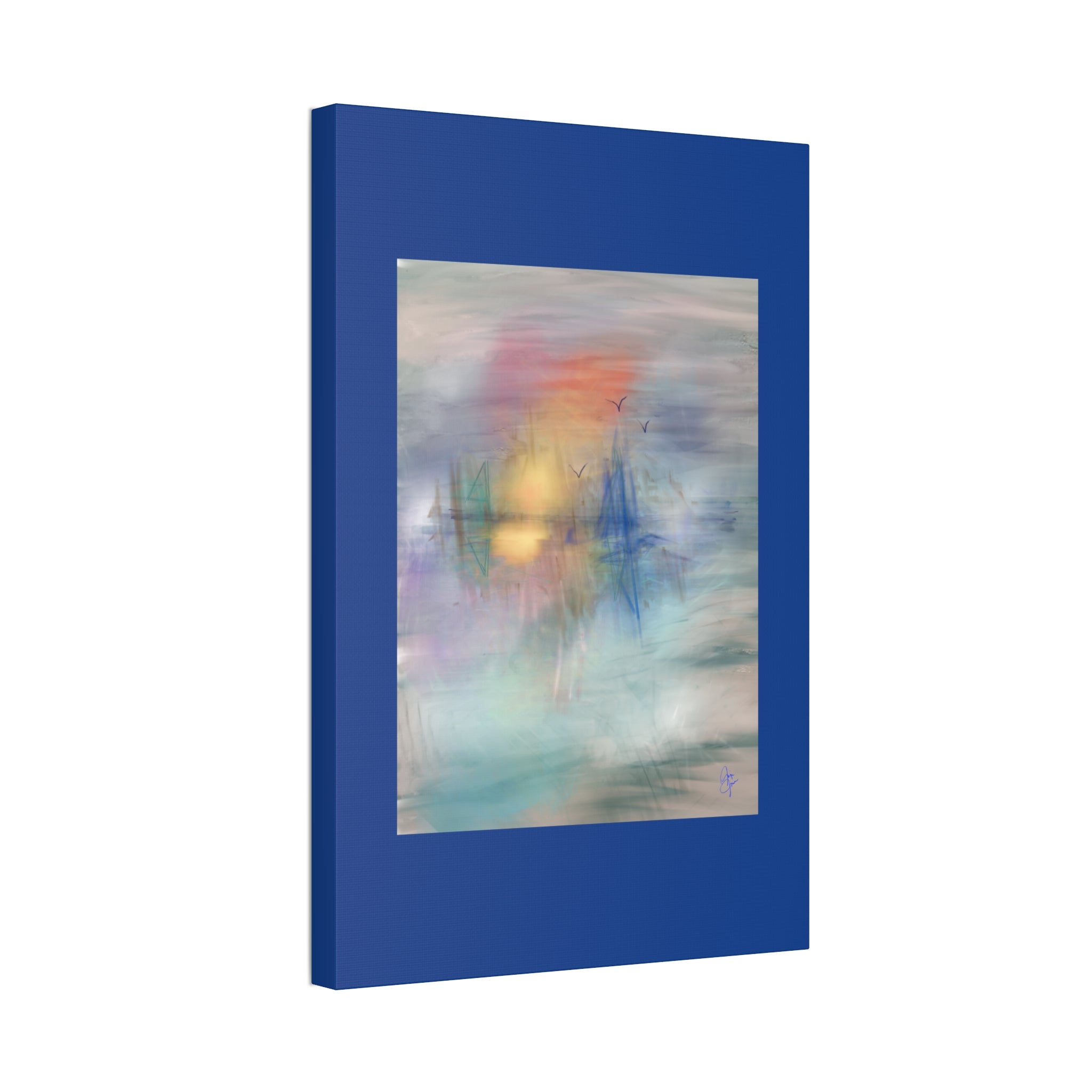 Sunset Harbor Abstract Canvas Wall Art – Stretched 1.5"