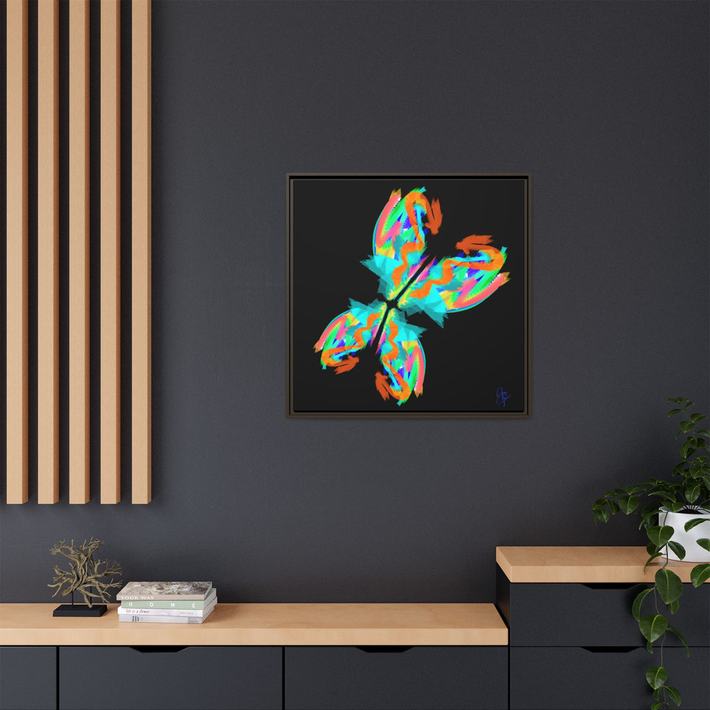 Framed Matte Canvas — Neon Abstract Butterfly Wall Art