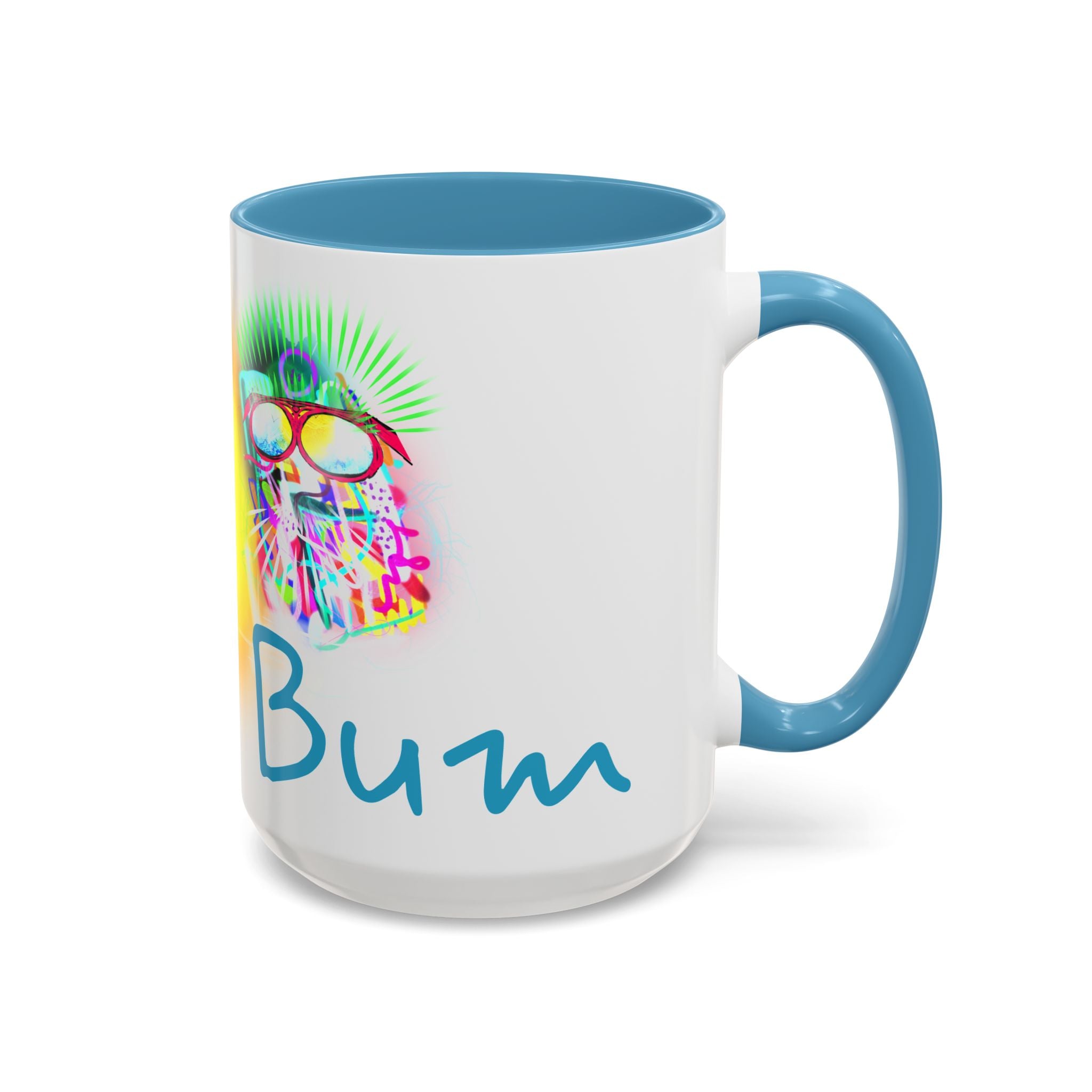 Beach Bum Coffee Mug — Colorful Retro Skull Design (11/15oz)