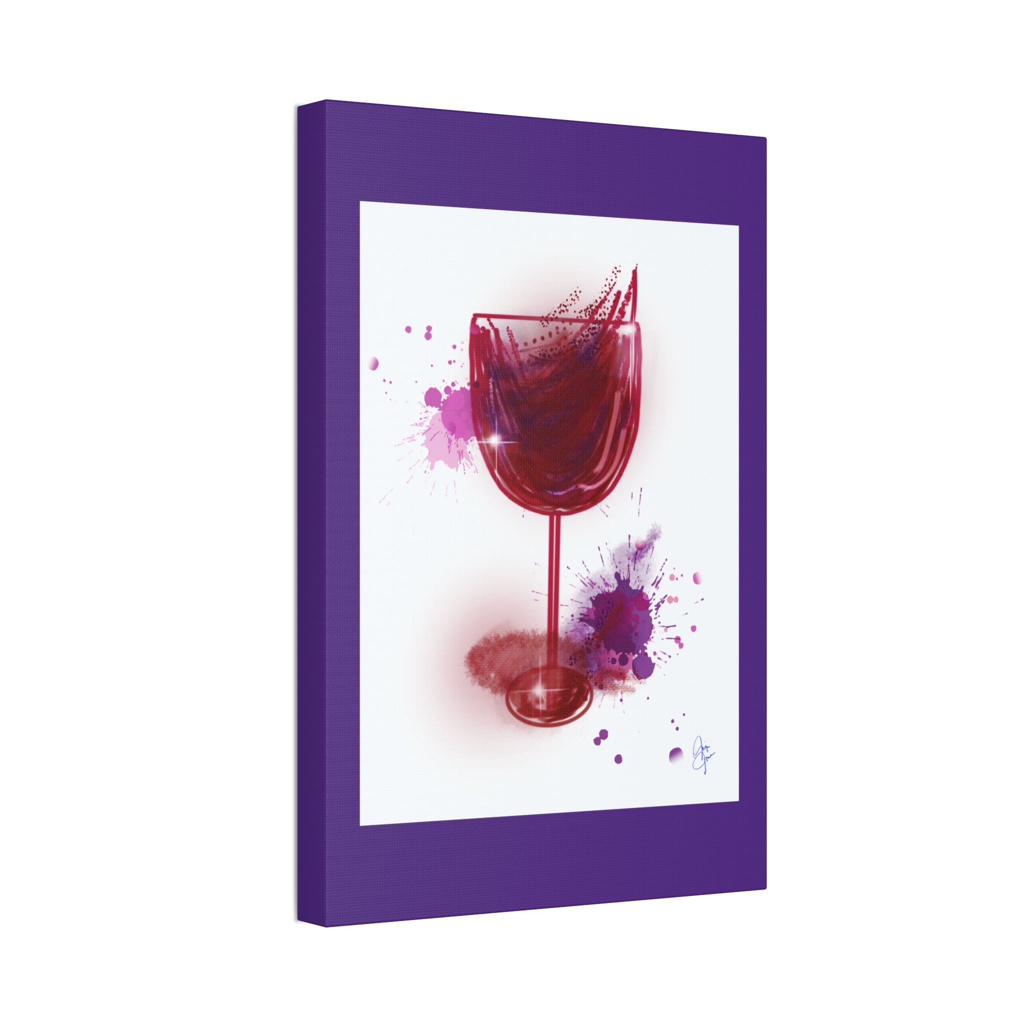 Wine Glass Art Canvas — Red Wine Splash Stretched Wall Art (1.5" Depth)