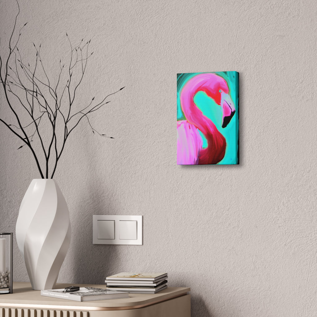 Pink Flamingo Canvas Wall Art – Tropical Bright Stretched Canvas