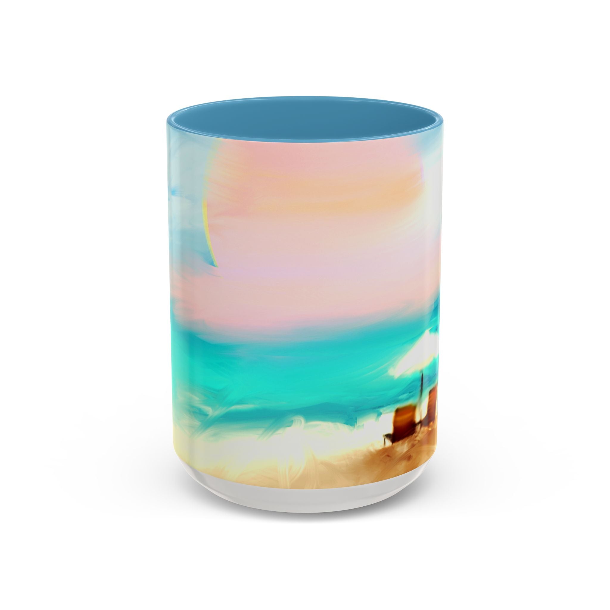 Beach Sunrise Accent Coffee Mug — Tropical Ocean Scene 11/15oz