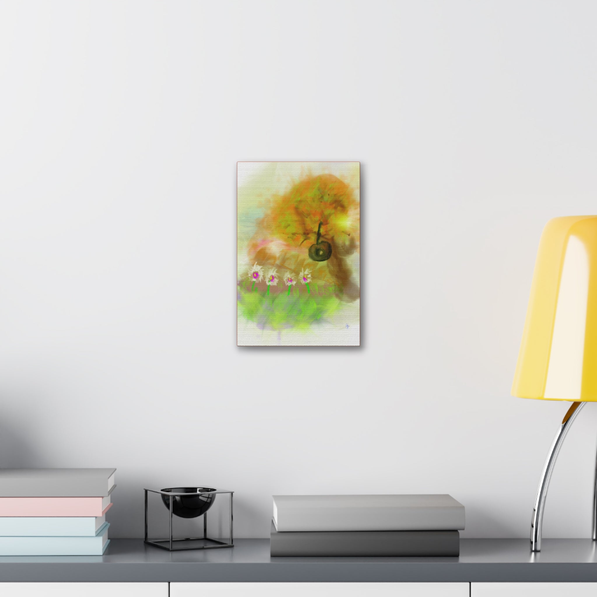 Whimsical Yard Canvas Print — Tire Swing & Broken Fence Stretched 1.5"