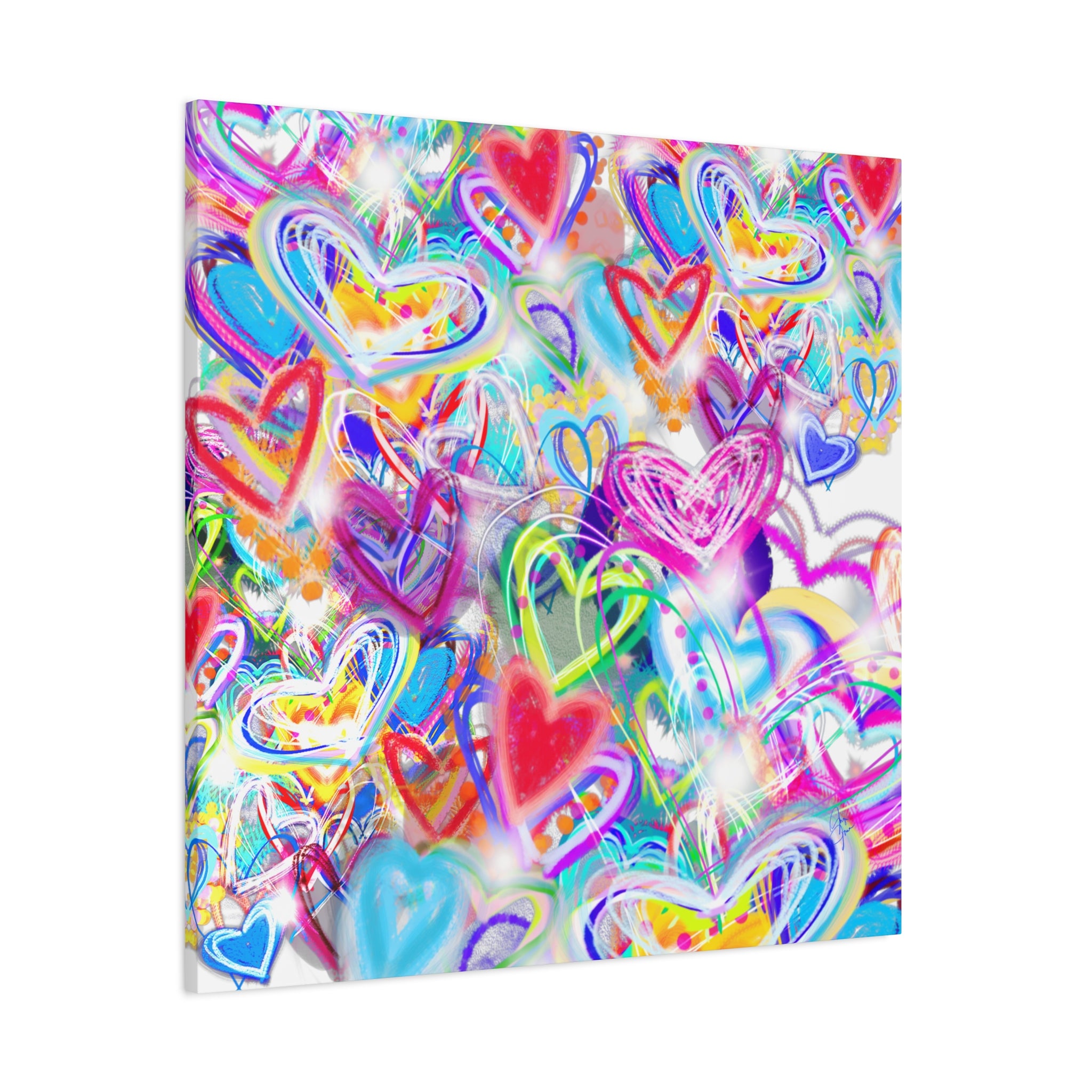 Colorful Heart Graffiti Matte Canvas
