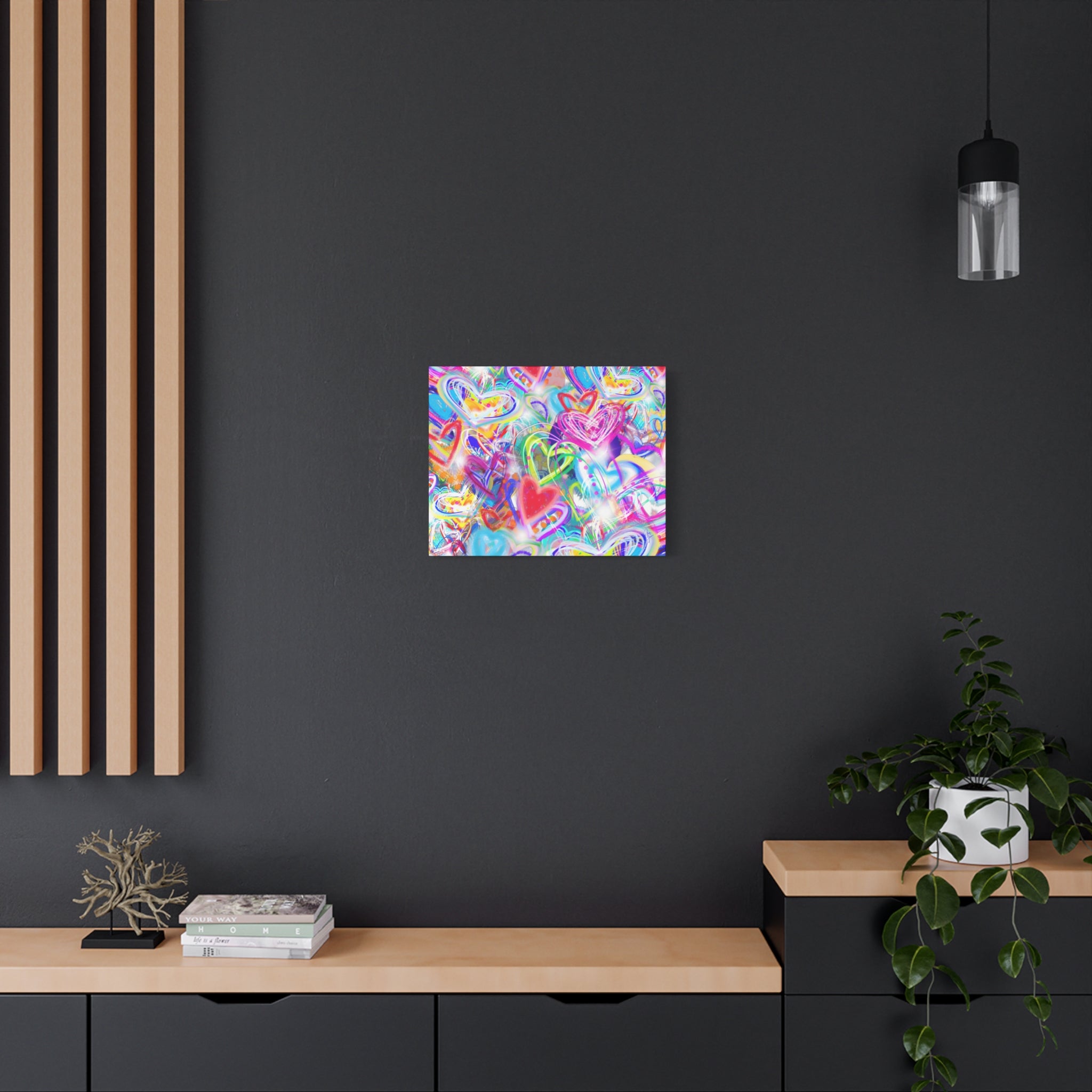 Colorful Heart Graffiti Matte Canvas