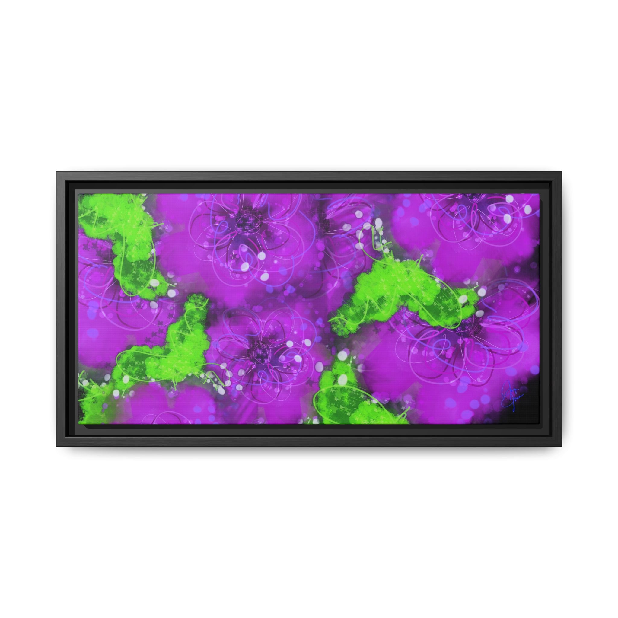 Framed Floral Canvas Print — Matte Multi-Color Blooms Wall Art