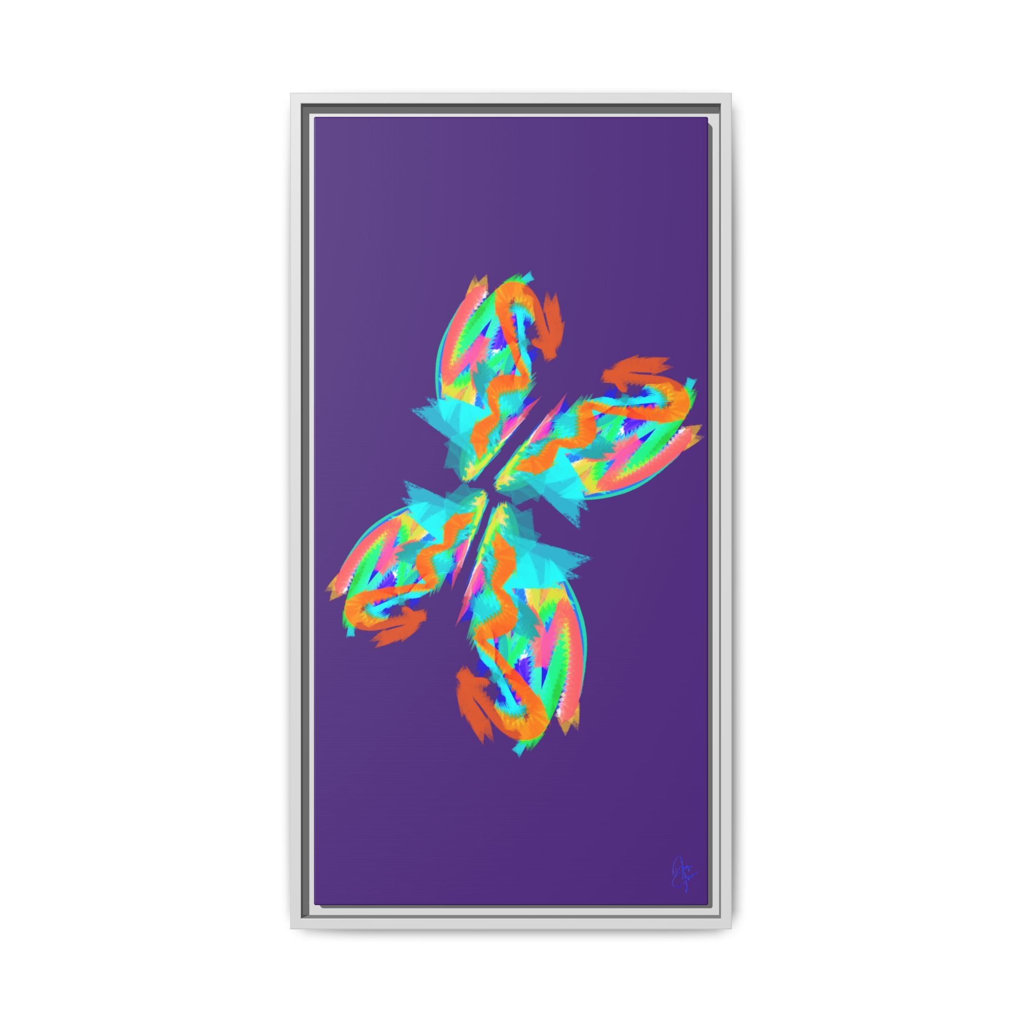 Framed Matte Canvas — Neon Abstract Butterfly Wall Art