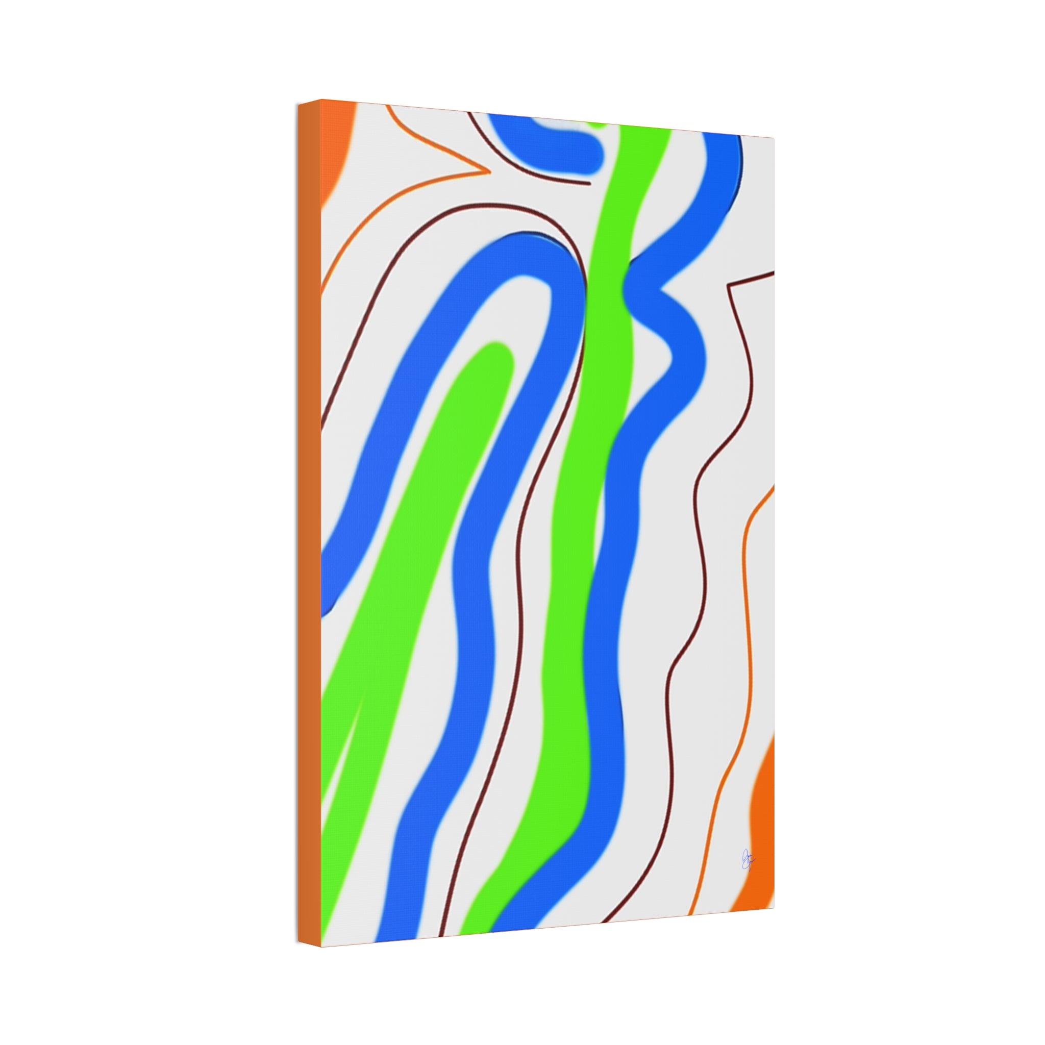 Abstract Wavy Stripes Canvas Print — Colorful Blue, Green & Orange Wall Art