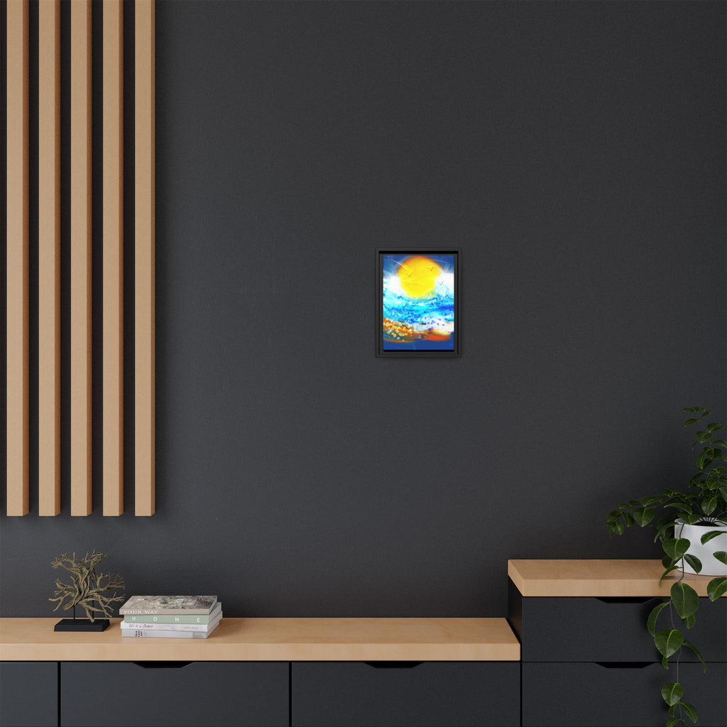 Sunshine Shore Matte Canvas Framed Wall Art — Bright Abstract Beach Print