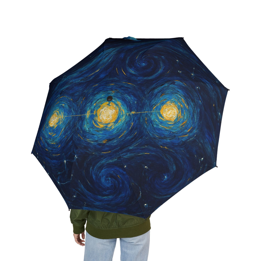 Foldable Umbrella — Starry Night Galaxy Swirl Weatherproof Umbrella