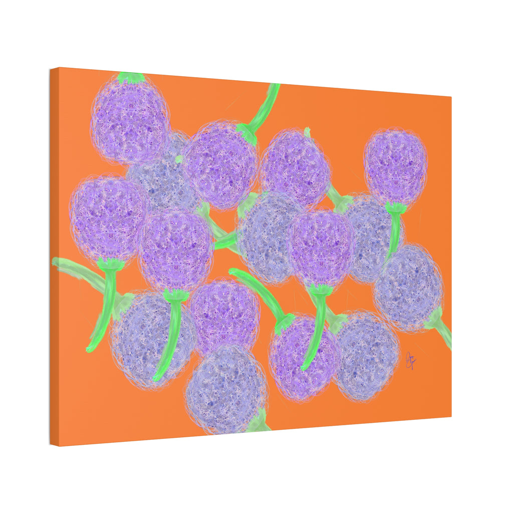 Purple Berry Art Canvas Print — Floral Abstract Wall Decor (Stretched 1.5")