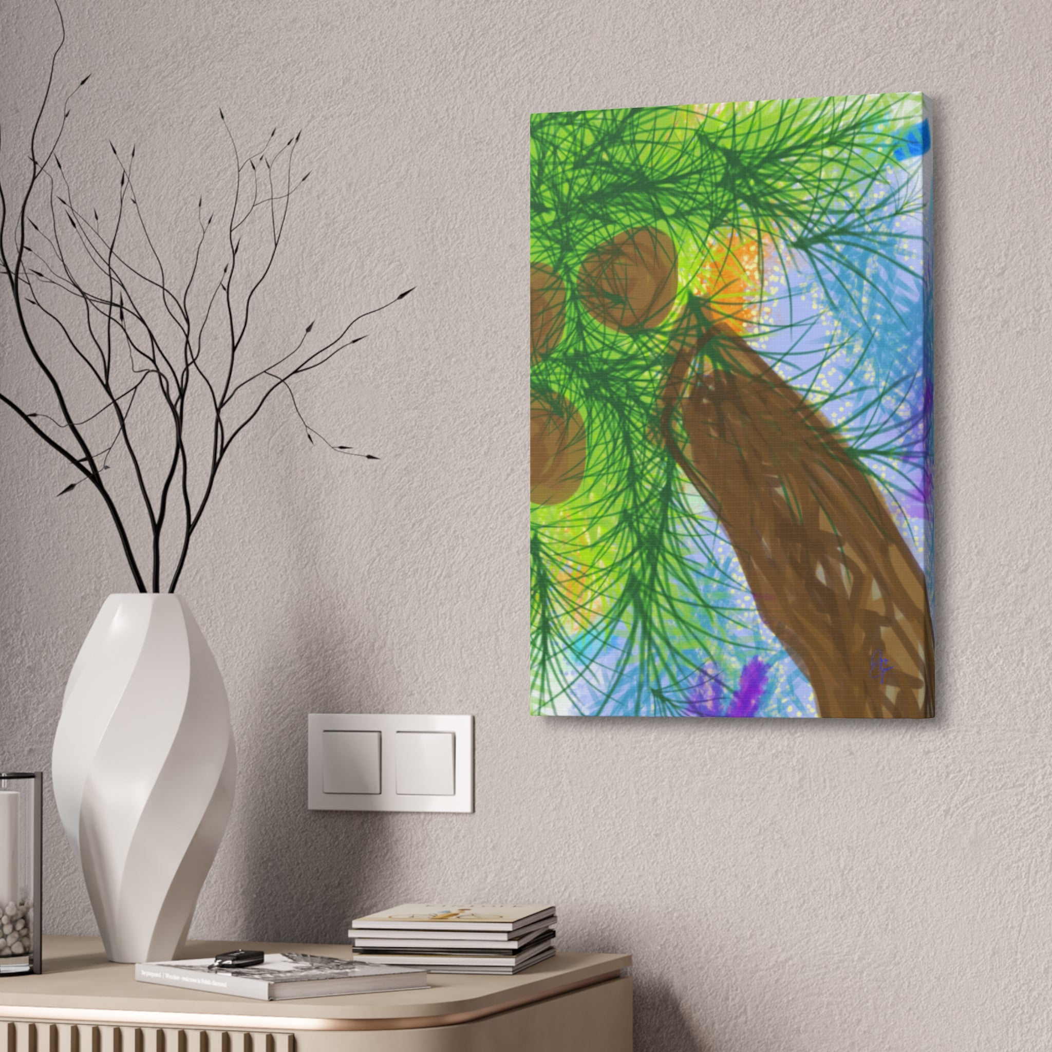 Abstract Palm Tree Canvas Print — Colorful Stretched Wall Art (1.5" Depth)