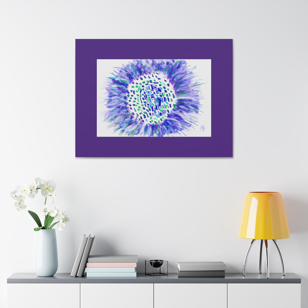 Abstract Blue-Purple Burst Canvas Stretched Art
