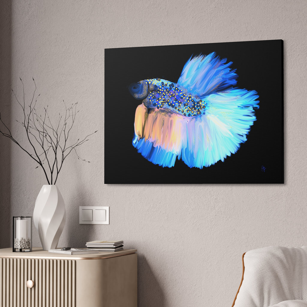 Betta Fish Canvas Print — Vibrant Blue Tropical Aquarium Wall Art (Stretched 1.5")