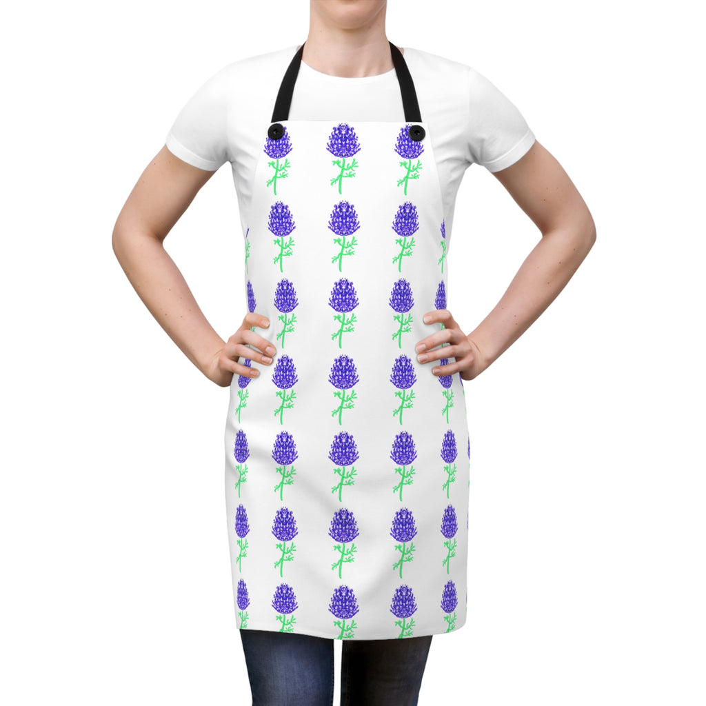 Bluebonnet Apron — Floral Texas Bluebonnets Kitchen Apron