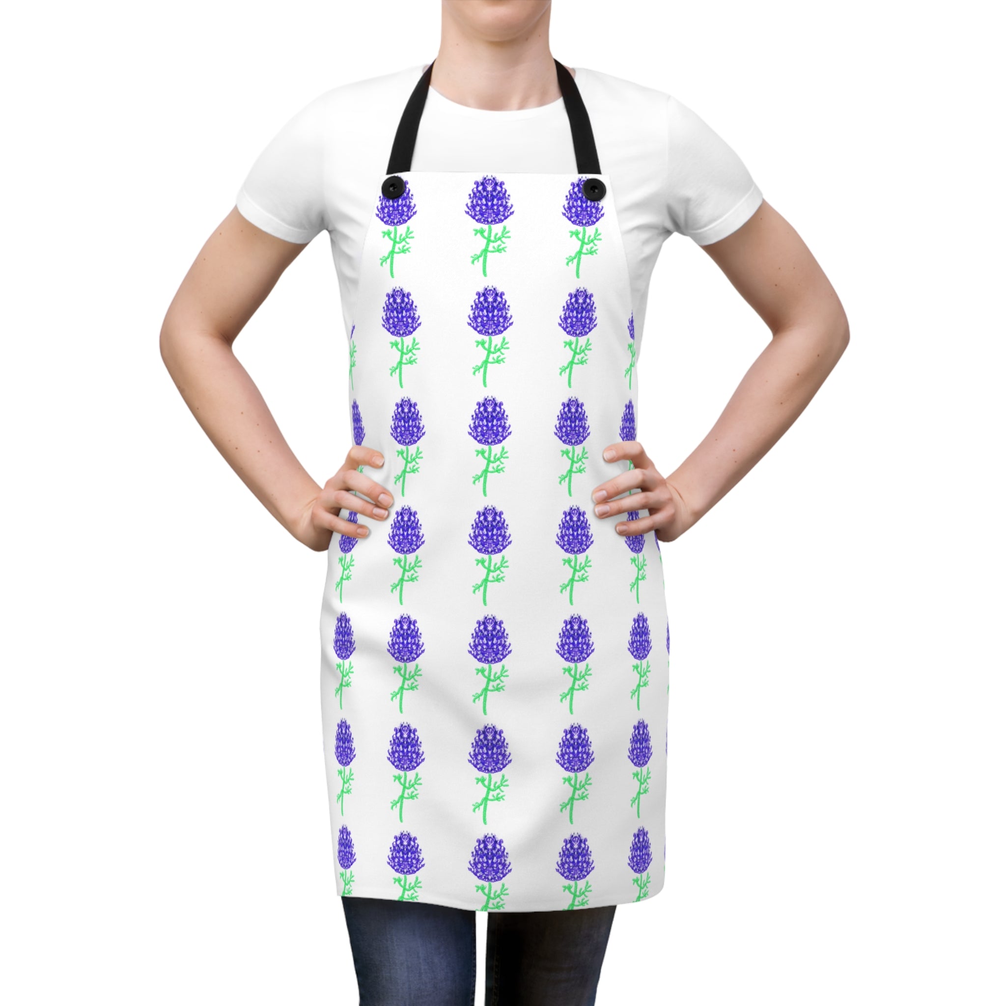 Bluebonnet Apron — Floral Texas Bluebonnets Kitchen Apron