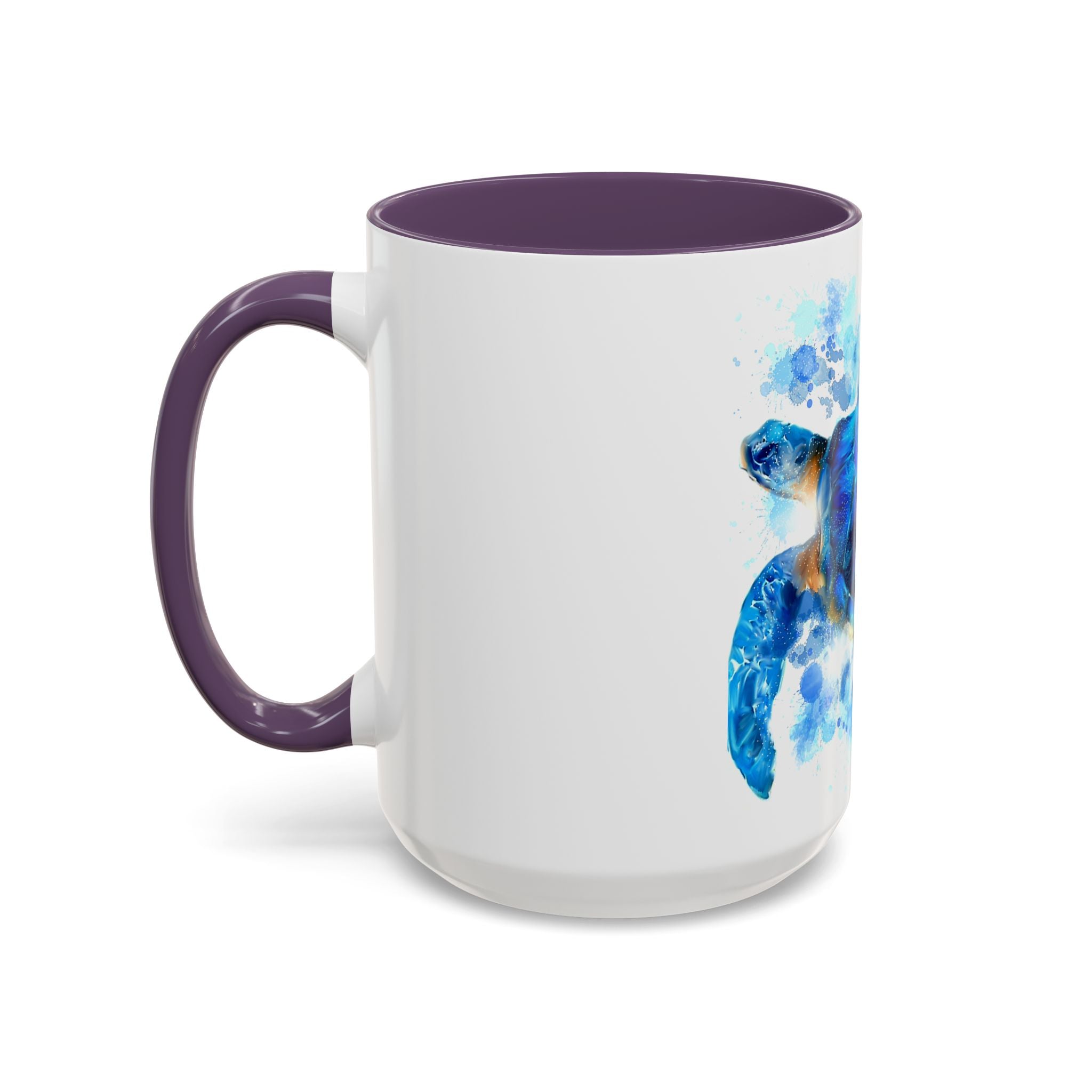 Blue Sea Turtle Accent Coffee Mug — Watercolor Ocean Turtle 11/15oz