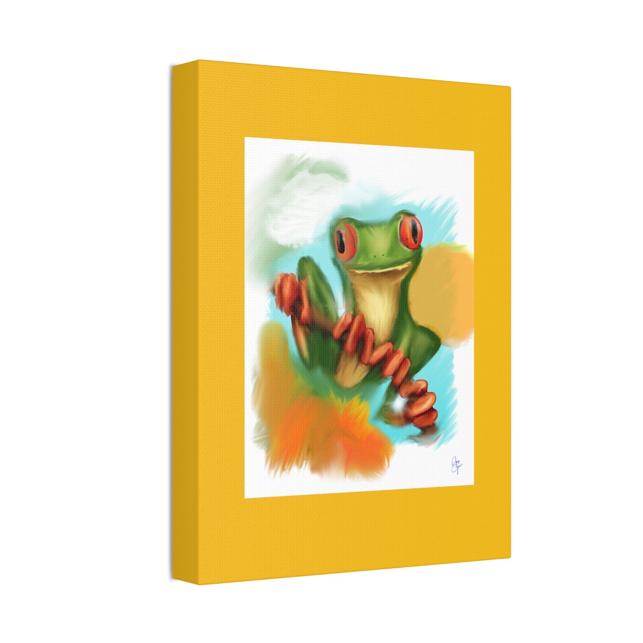 Red-Eyed Tree Frog Canvas Art – Colorful Tropical Wildlife Wall Decor, Stretched 1.5"