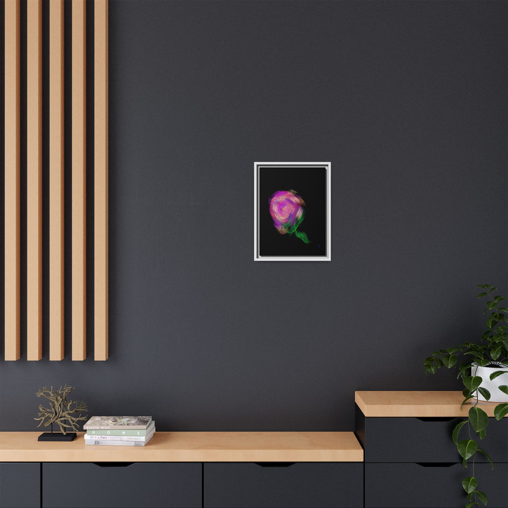 Abstract Rose Swirl Matte Framed Canvas — Multicolor Floral Wall Art