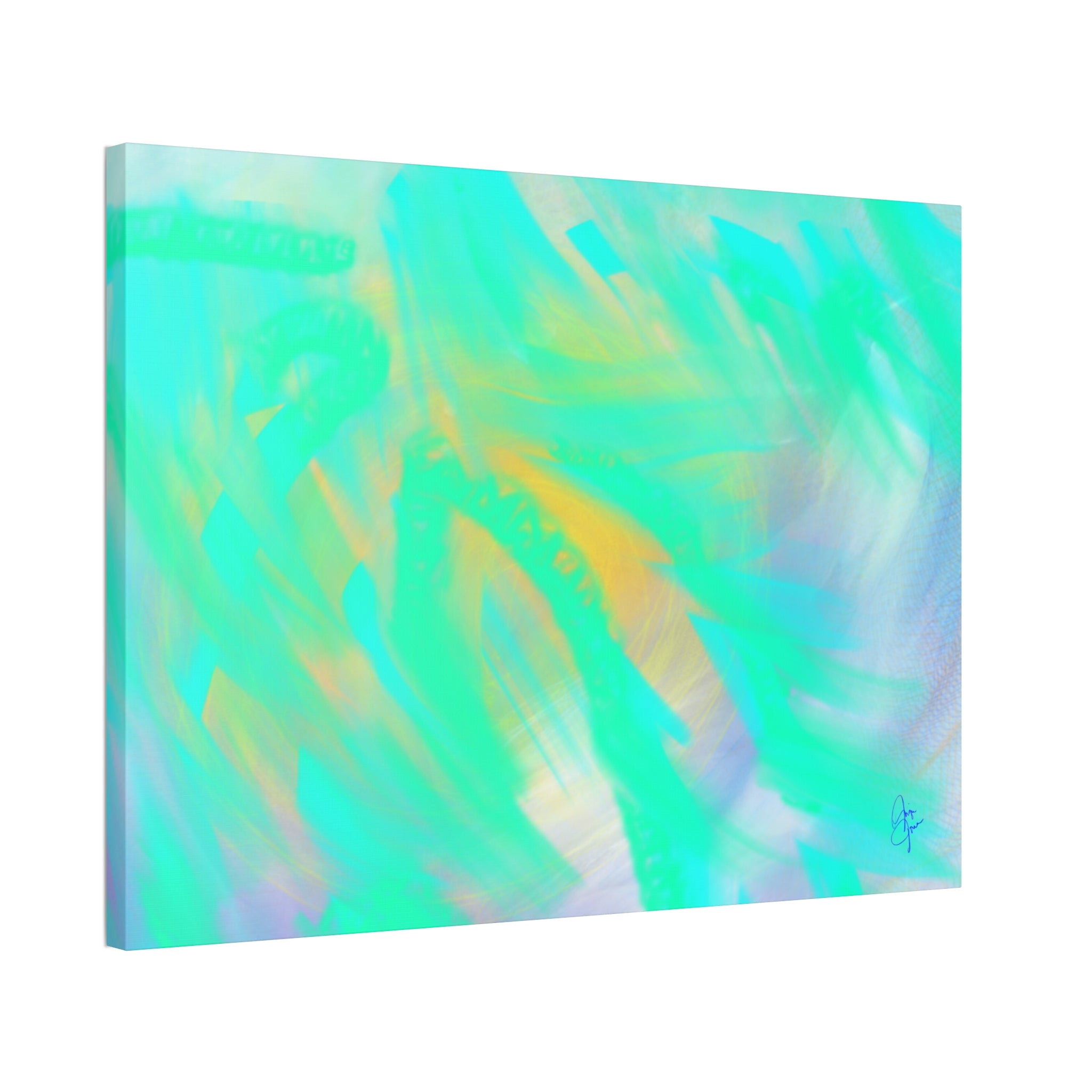 Turquoise Abstract Canvas Print – Ocean Breeze Stretched Wall Art