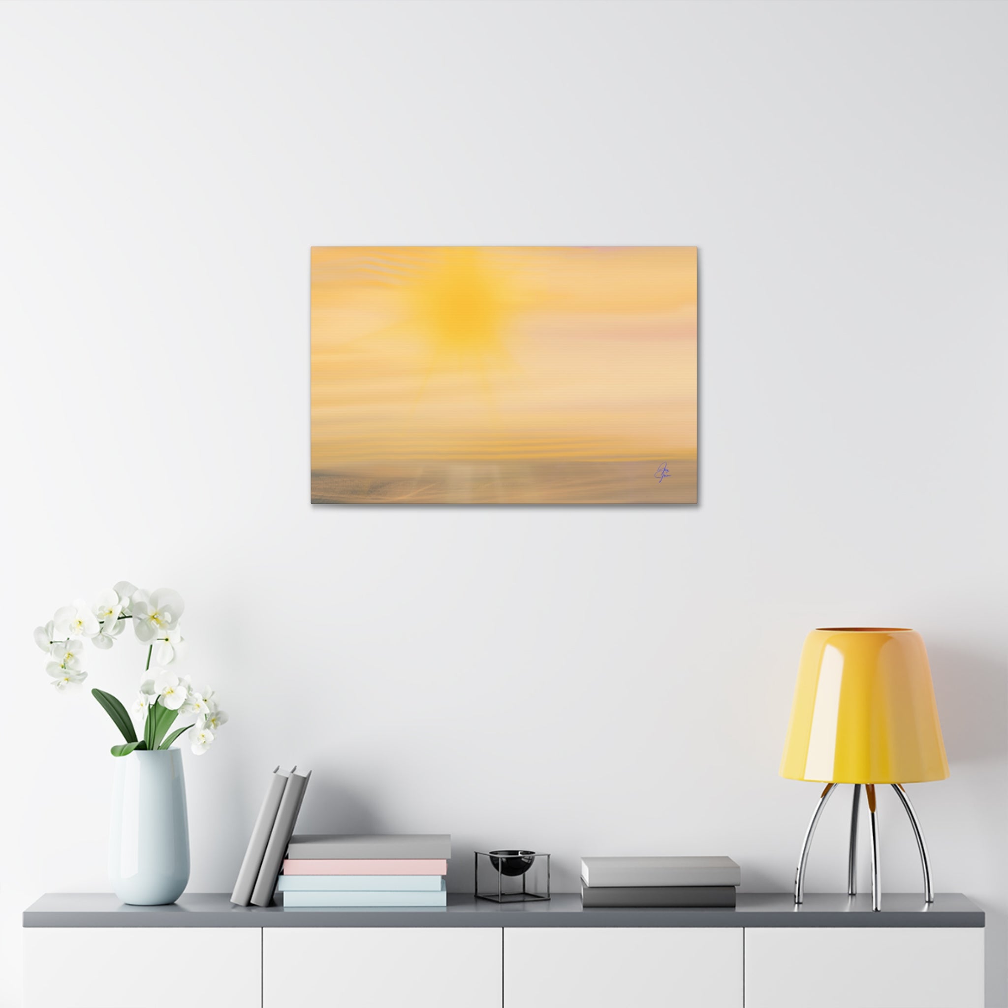 Golden Sunrise Canvas Wall Art – Tranquil Coastal Landscape, Stretched 1.5"
