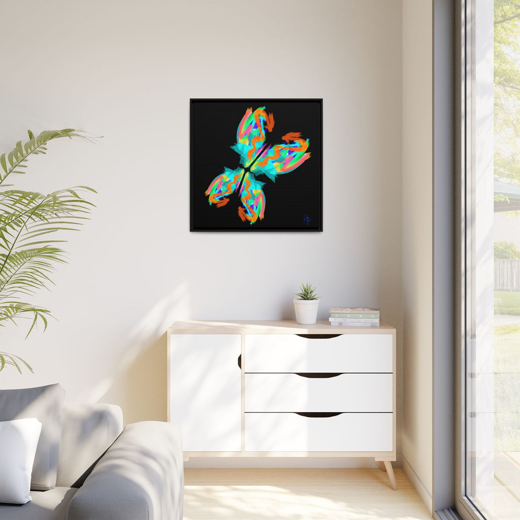 Framed Matte Canvas — Neon Abstract Butterfly Wall Art