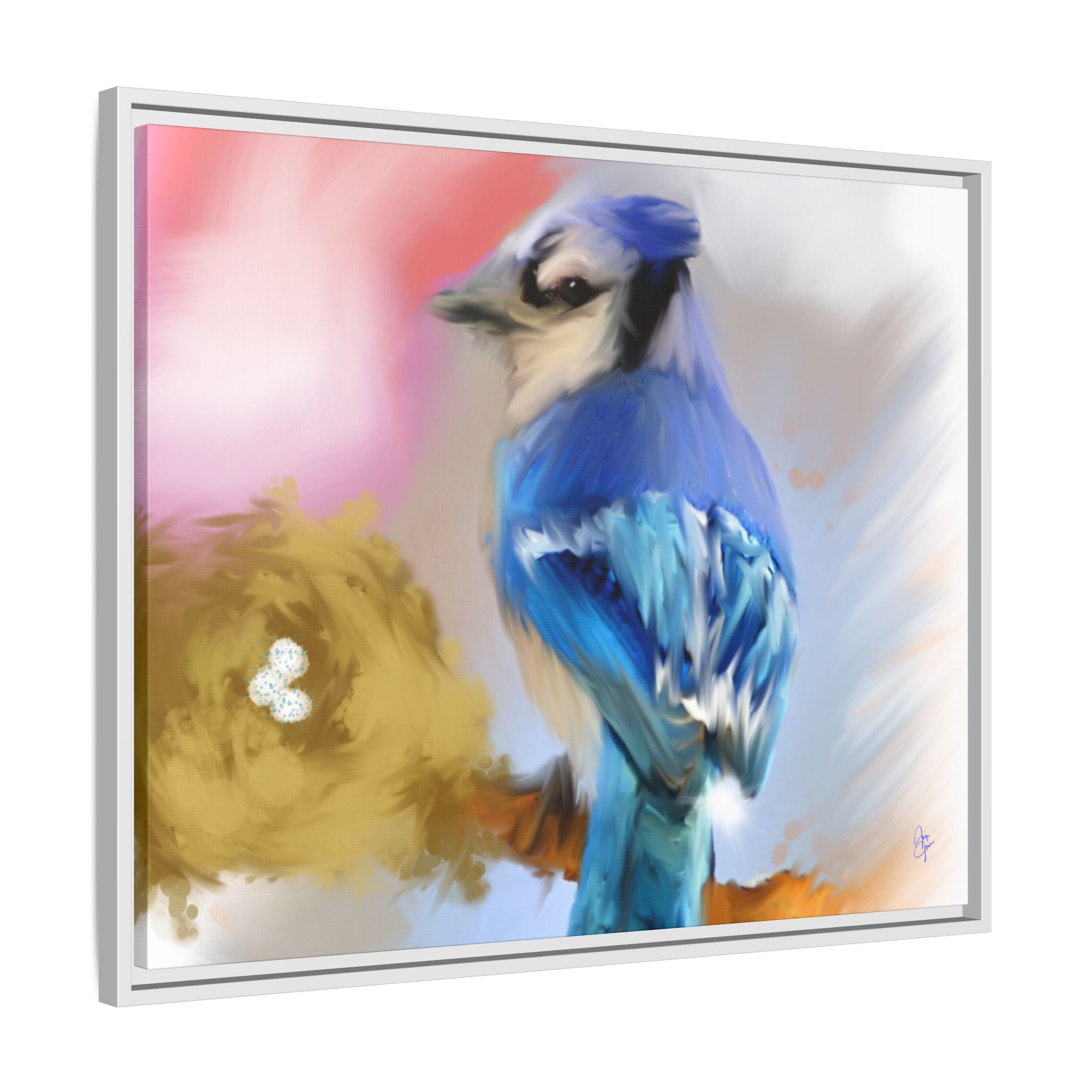Blue Jay Art Print — Framed Matte Canvas Wall Art