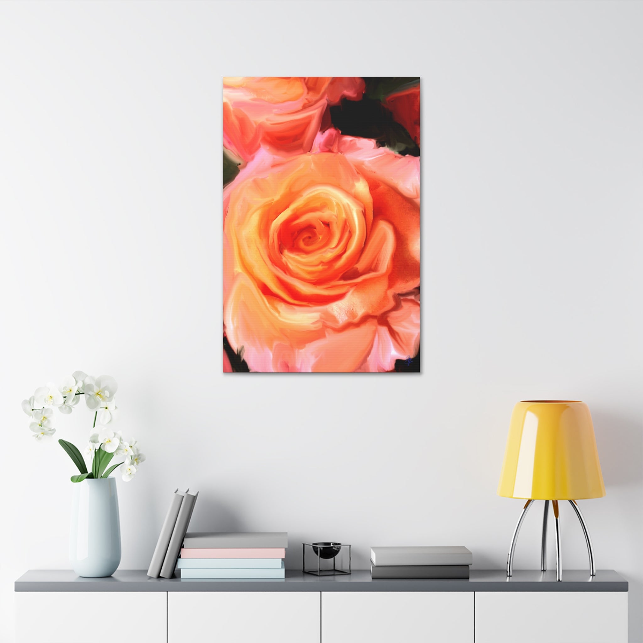 Orange Rose Canvas Print — Stretched 1.5" Wall Art