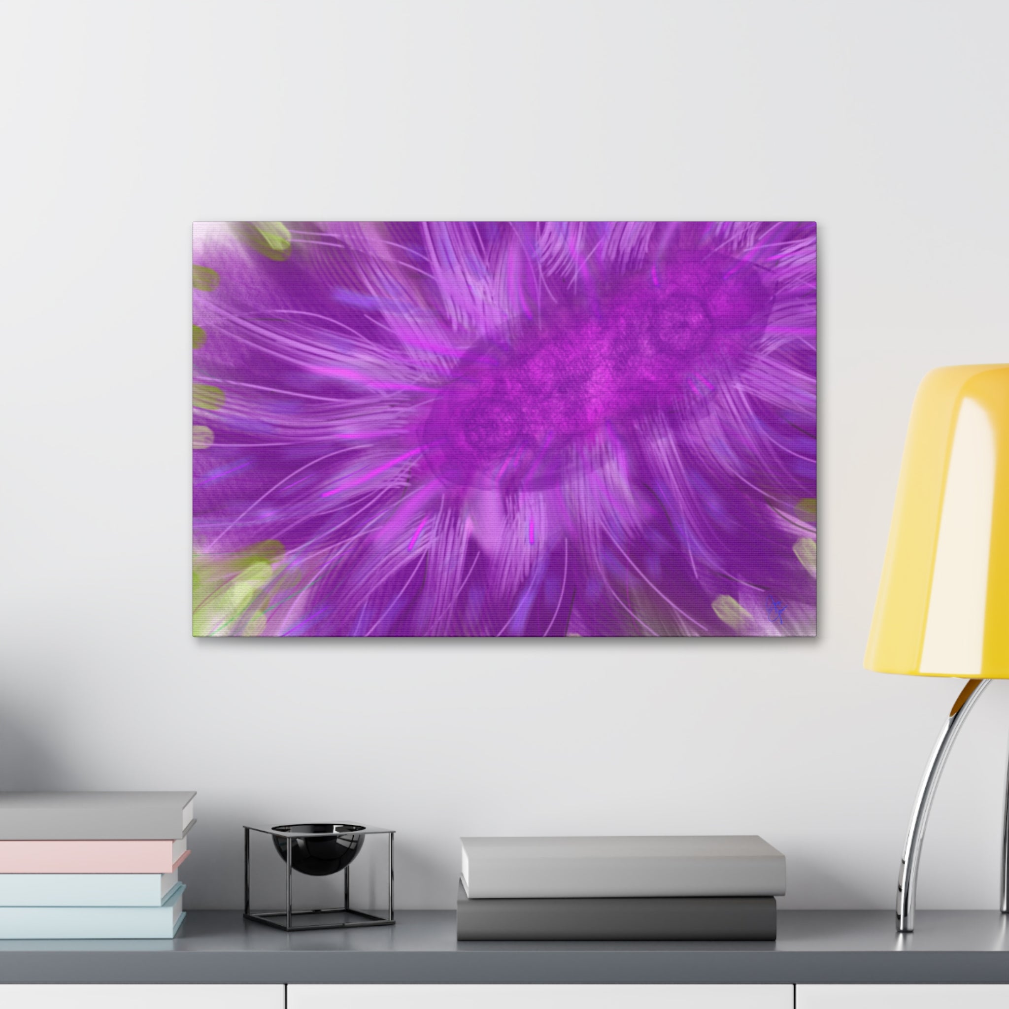 Purple Floral Burst Canvas Print – Abstract Flower Wall Art (Stretched 1.5")
