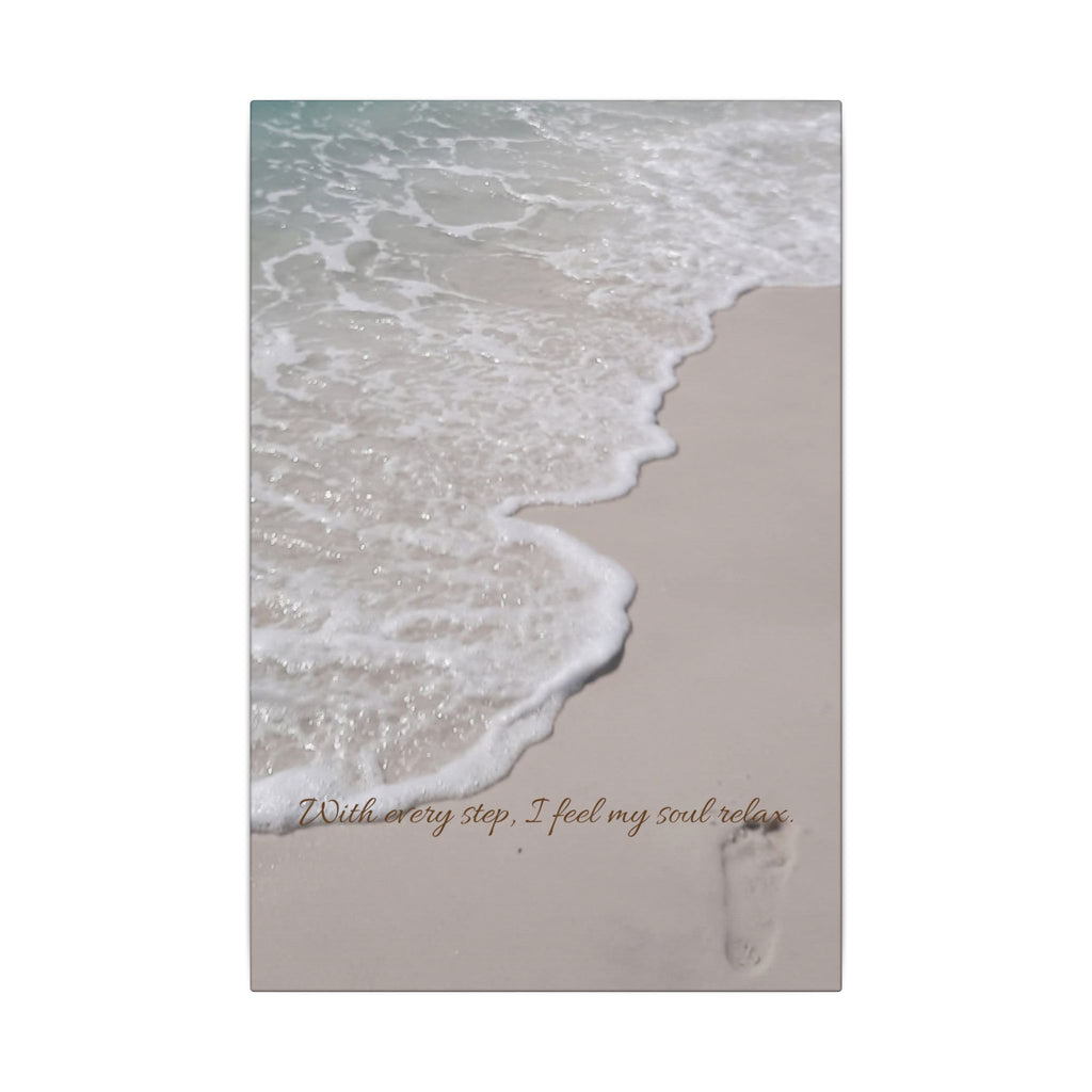 Beach Shore Canvas Wall Art — Aerial Footprint Seascape Matte Canvas