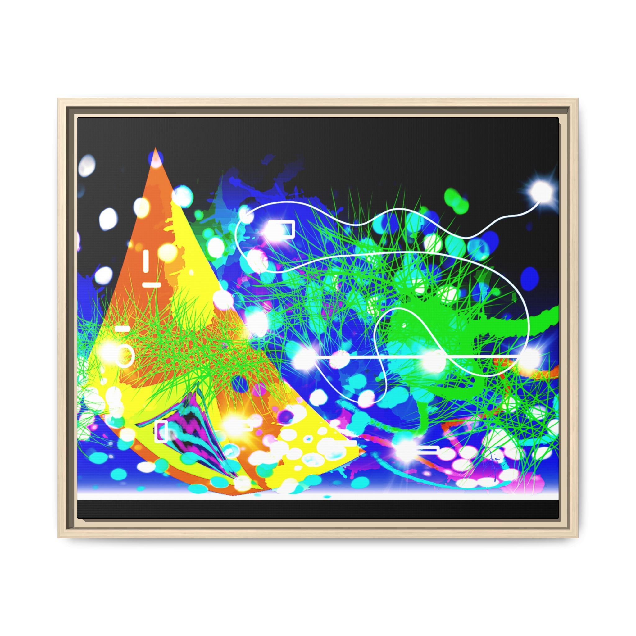 Abstract Neon Wave Matte Canvas Framed Art