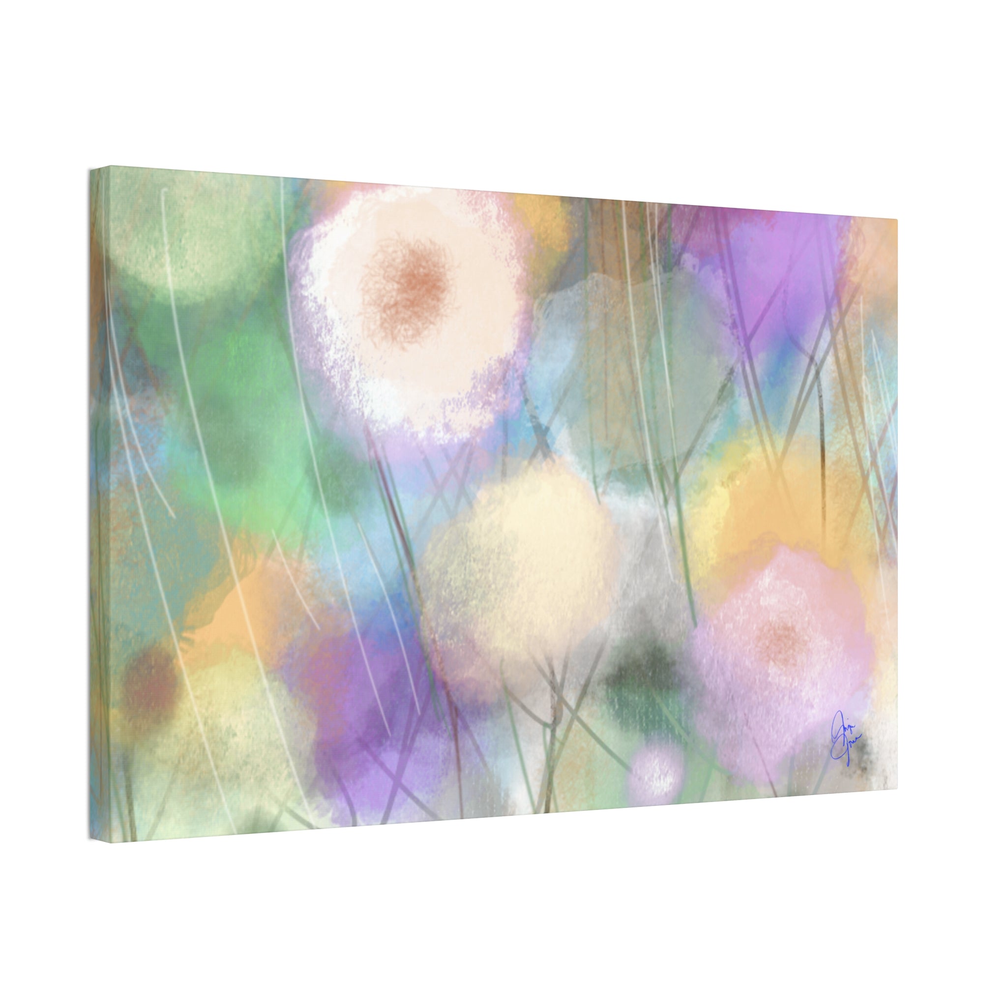 Floral Pastel Canvas Print — Dreamy Watercolor Dandelion Wall Art (1.5" Stretched)