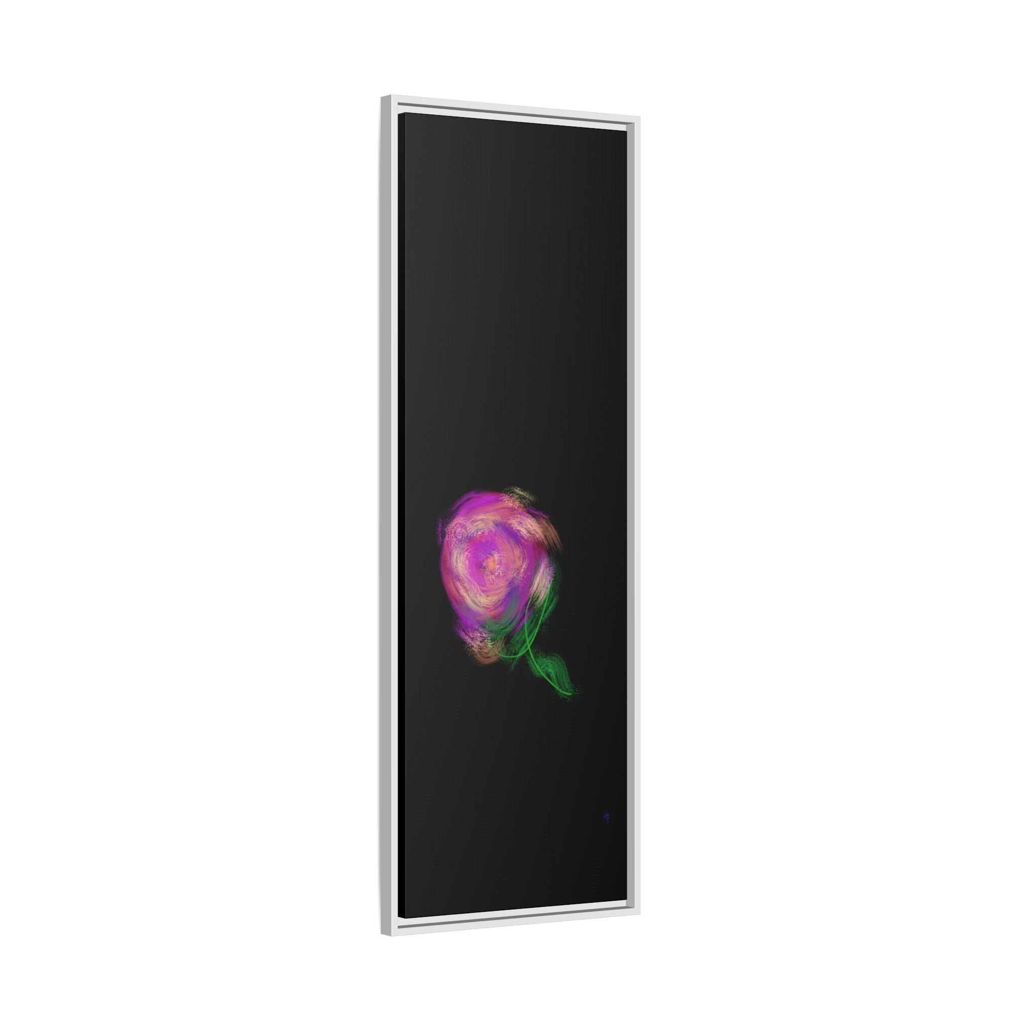 Abstract Rose Swirl Matte Framed Canvas — Multicolor Floral Wall Art