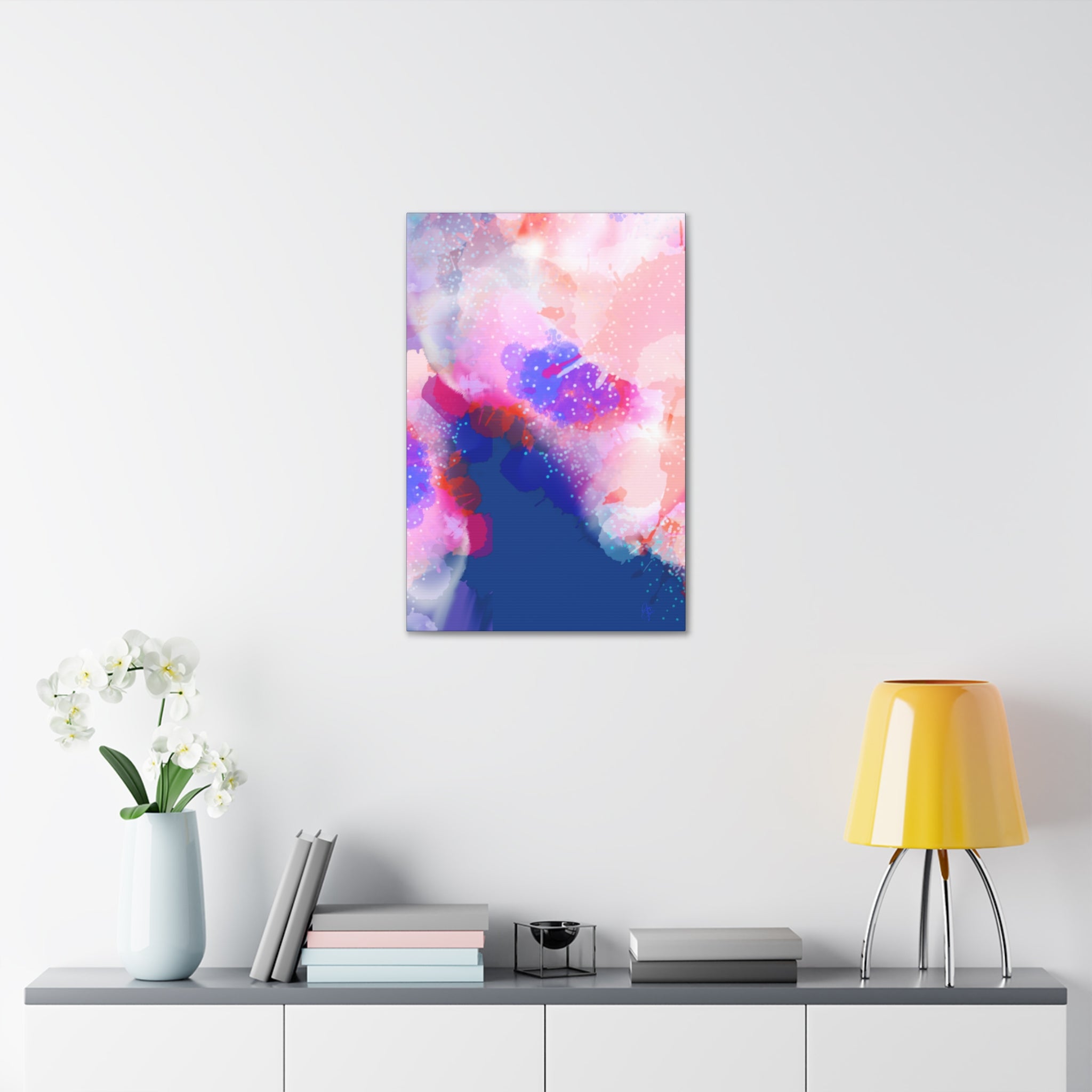 Abstract Pink Watercolor Canvas Wall Art - Stretched 1.5"