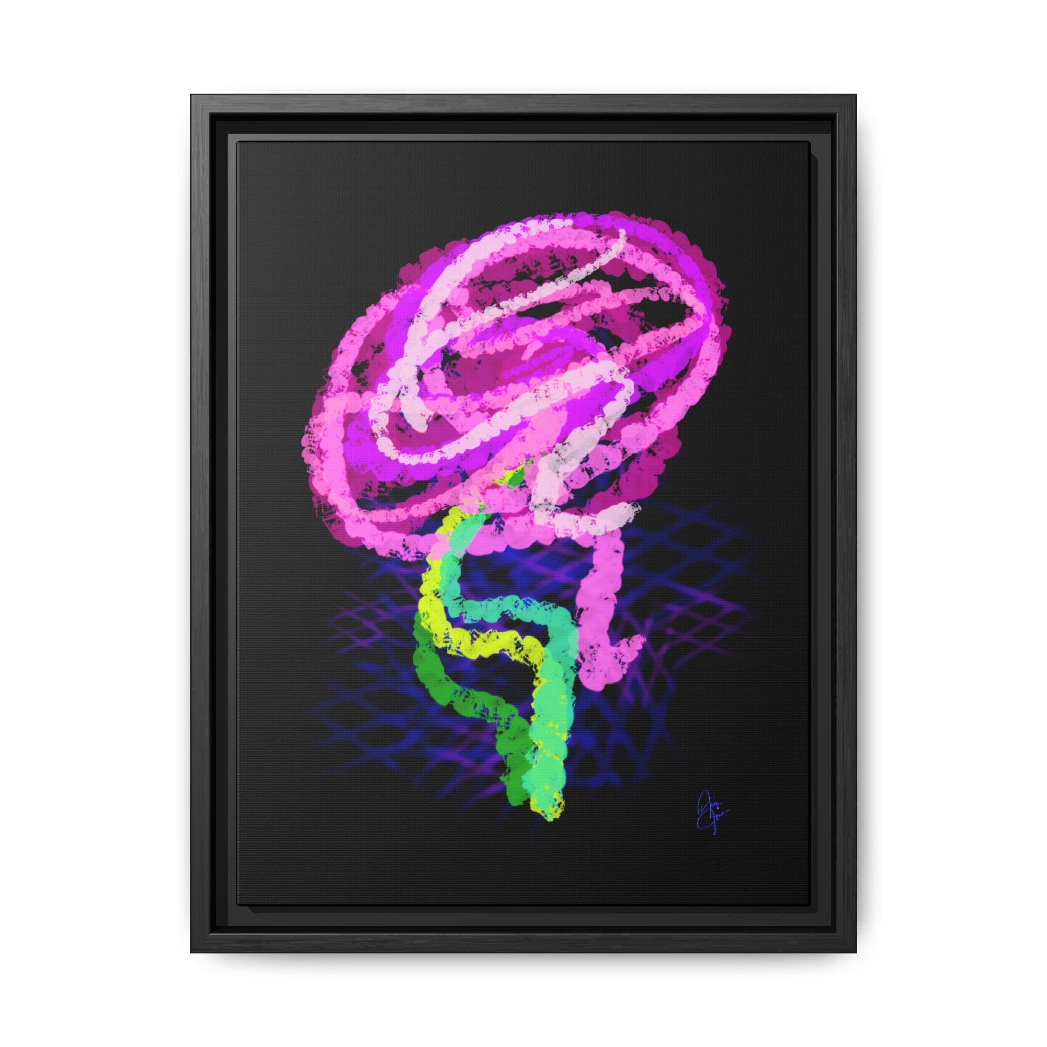 Framed Matte Canvas - Neon Rose Abstract Wall Art