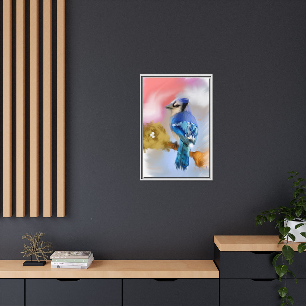 Blue Jay Art Print — Framed Matte Canvas Wall Art