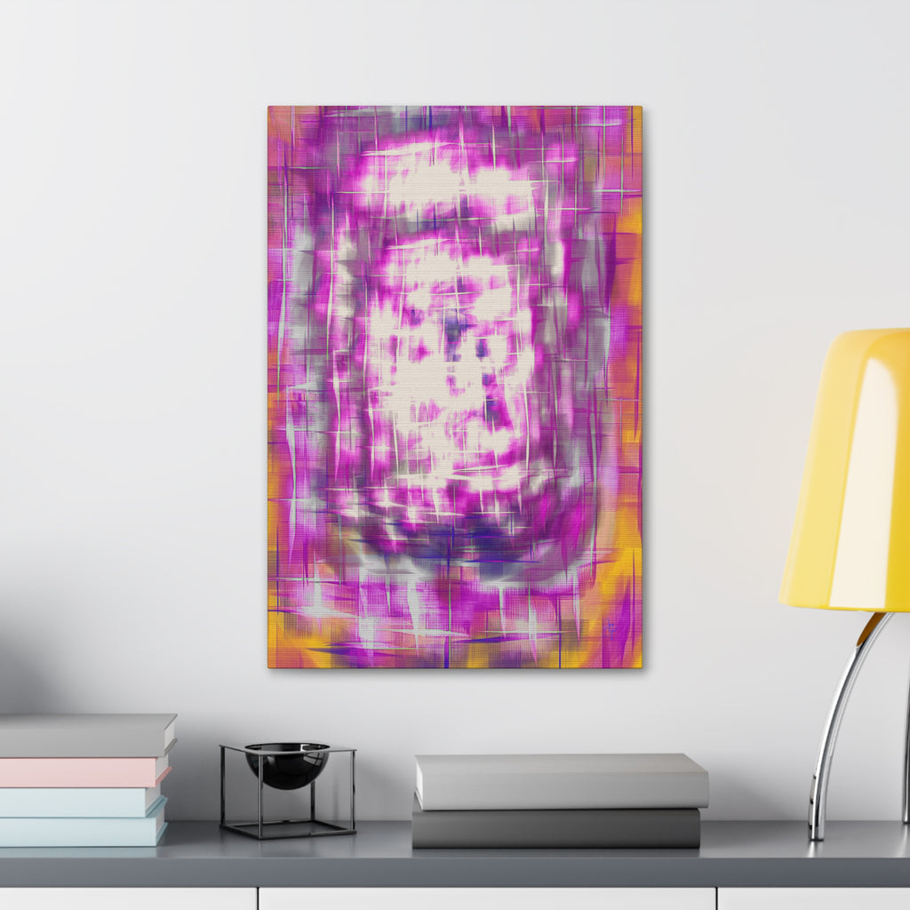 Purple Abstract Stretched Canvas Wall Art — Pink White Geometric Texture