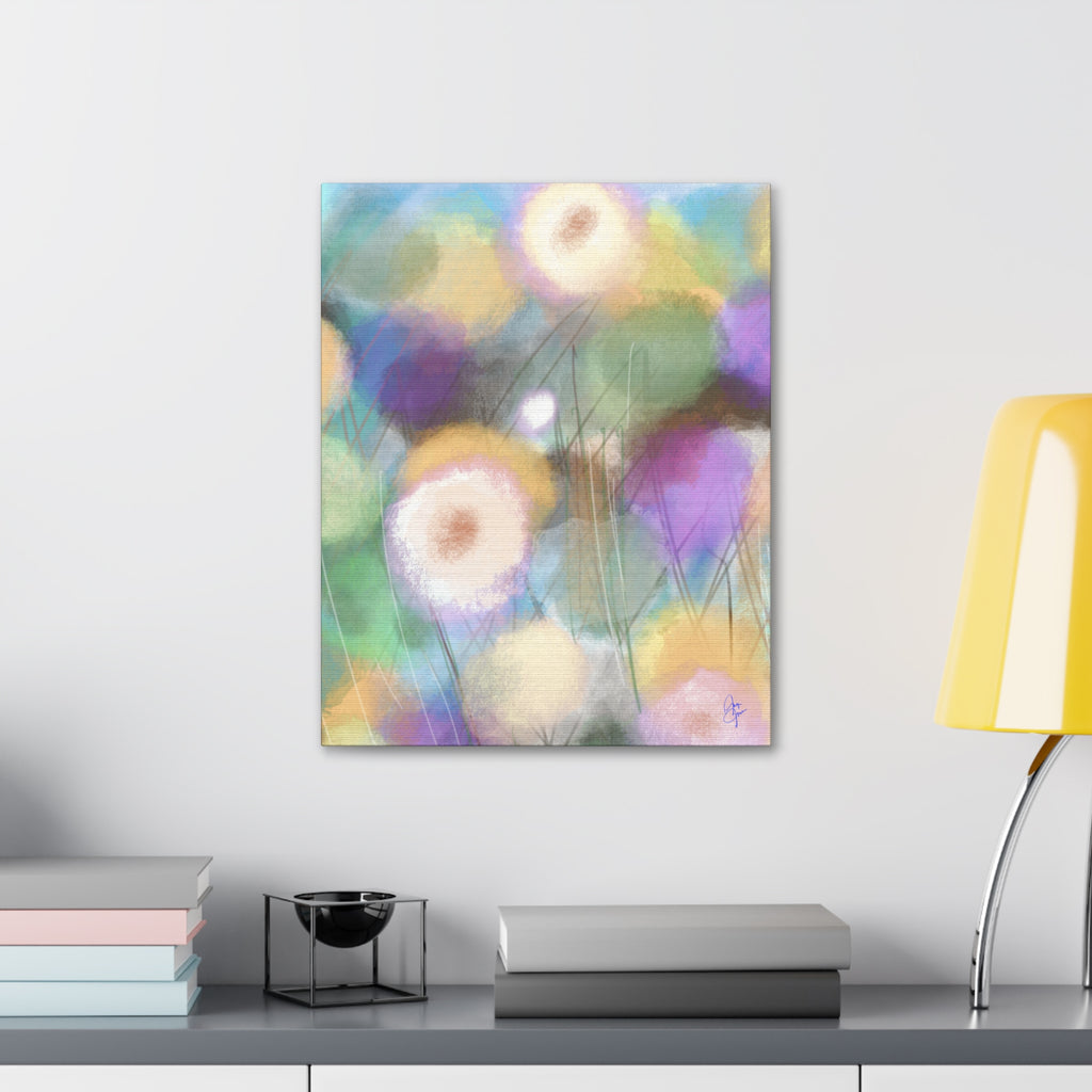 Floral Pastel Canvas Print — Dreamy Watercolor Dandelion Wall Art (1.5" Stretched)