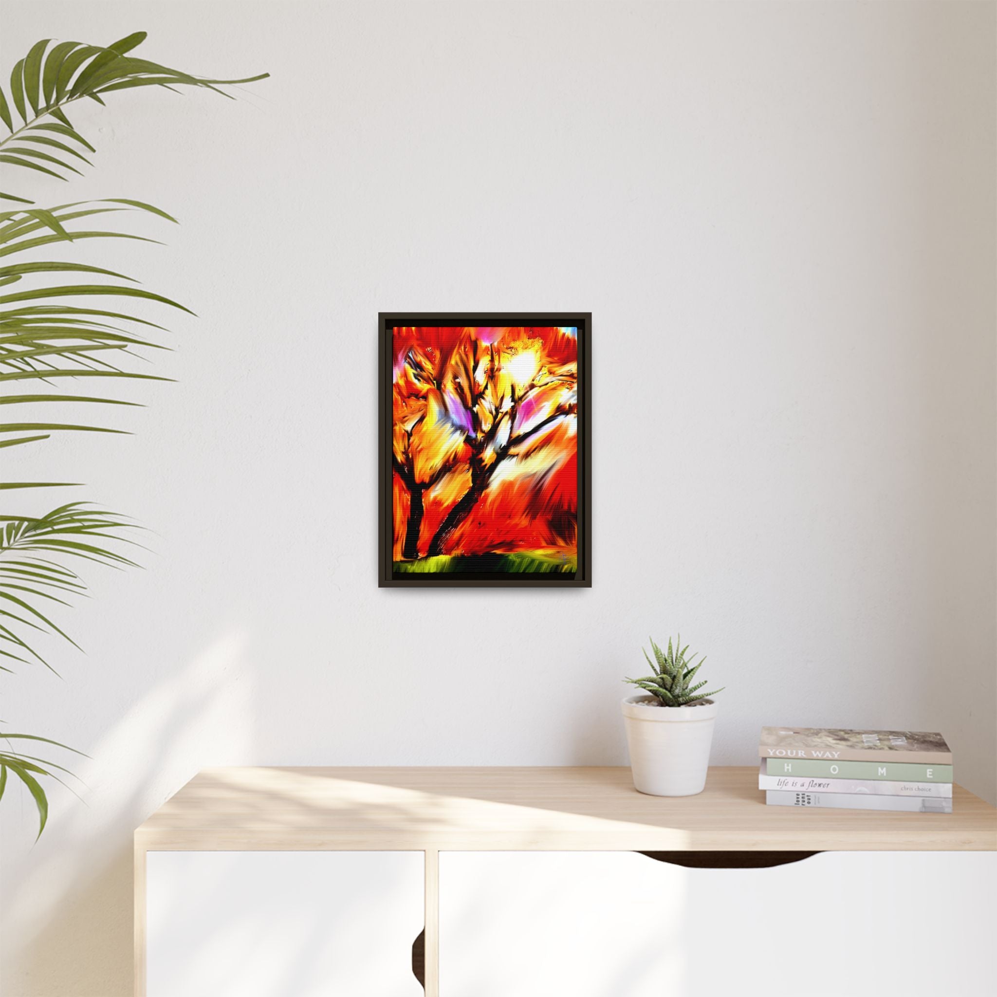 Framed Matte Canvas Print — Vibrant Tree Landscape