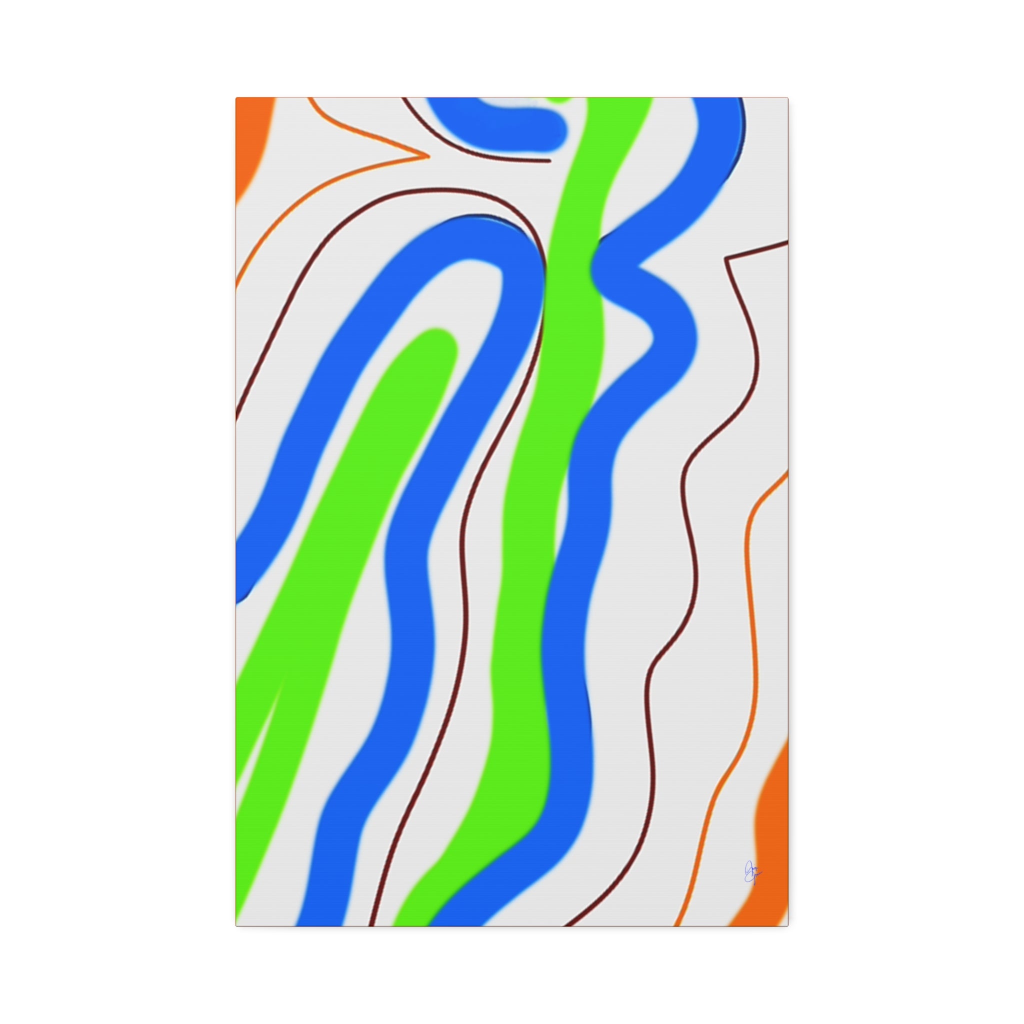 Abstract Wavy Stripes Canvas Print — Colorful Blue, Green & Orange Wall Art
