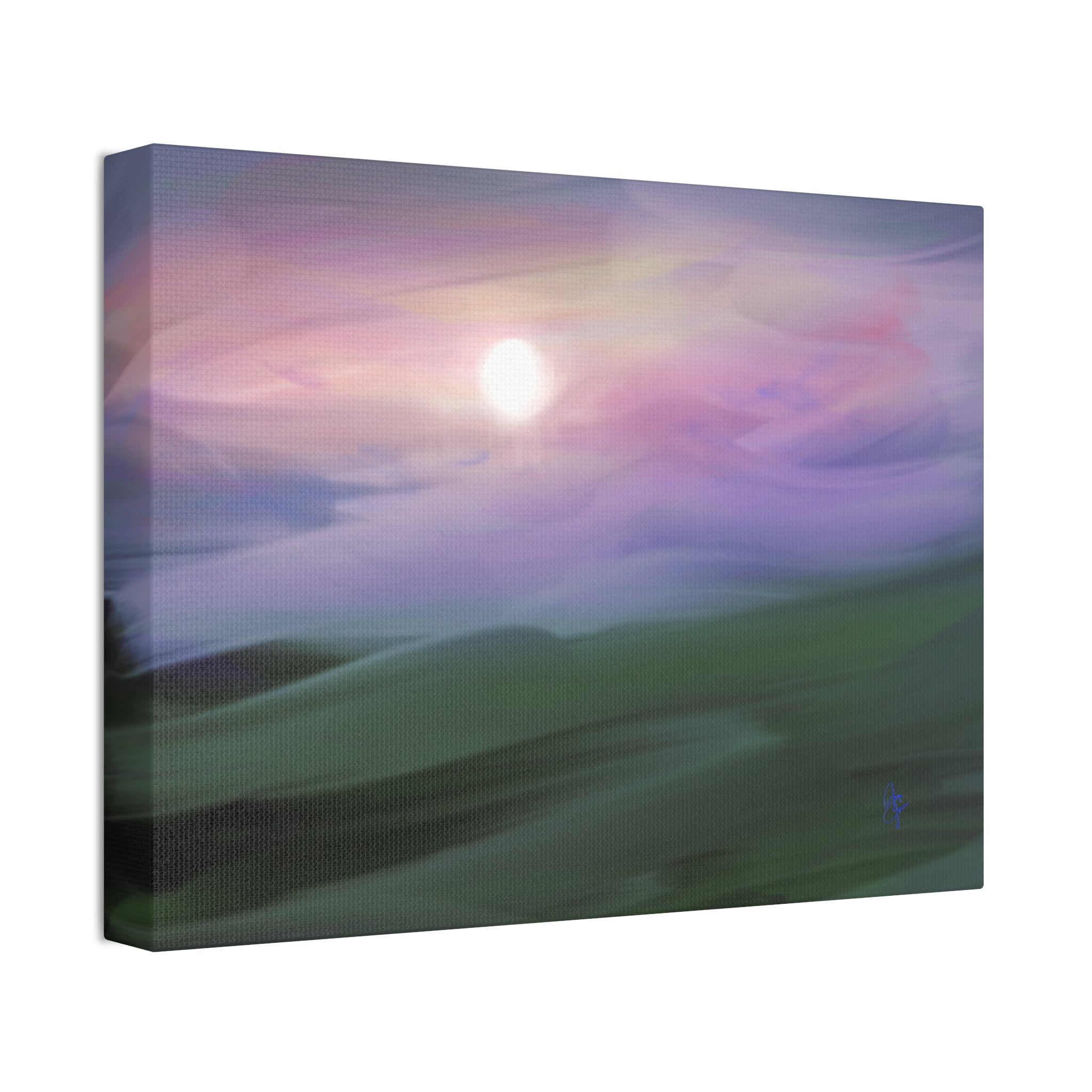 Sunrise Mist Landscape Canvas Print — Serene Pastel Wall Art