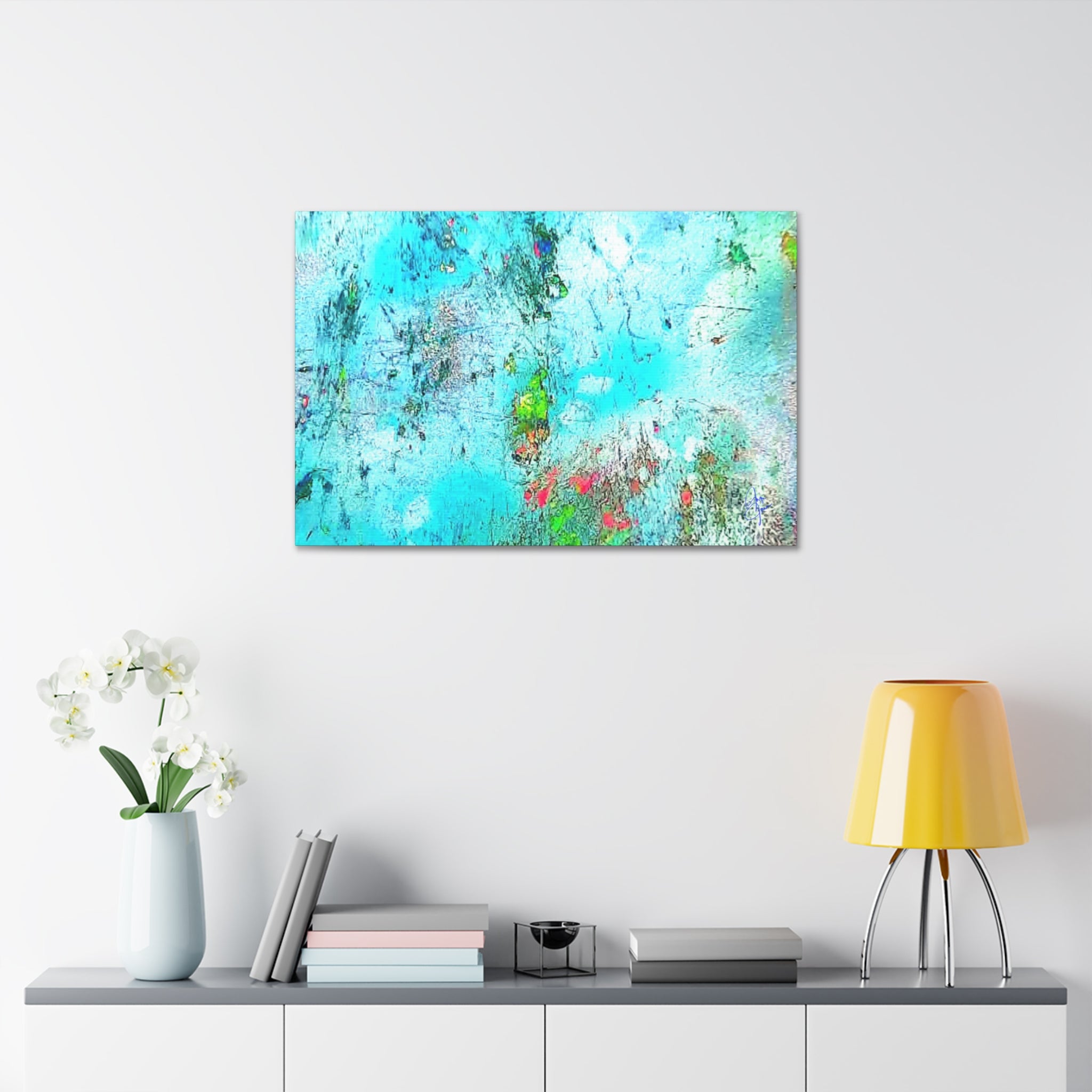 Abstract Aqua Texture Canvas