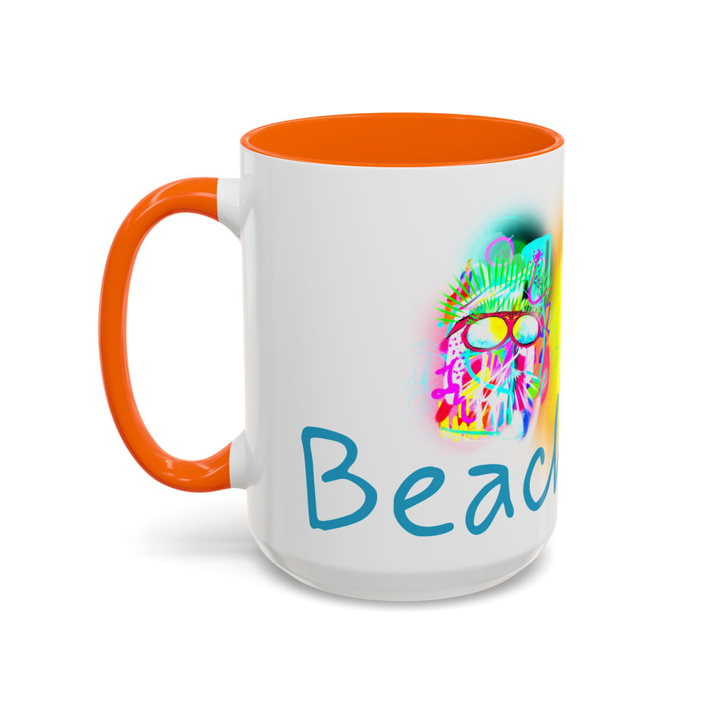 Beach Bum Coffee Mug — Colorful Retro Skull Design (11/15oz)