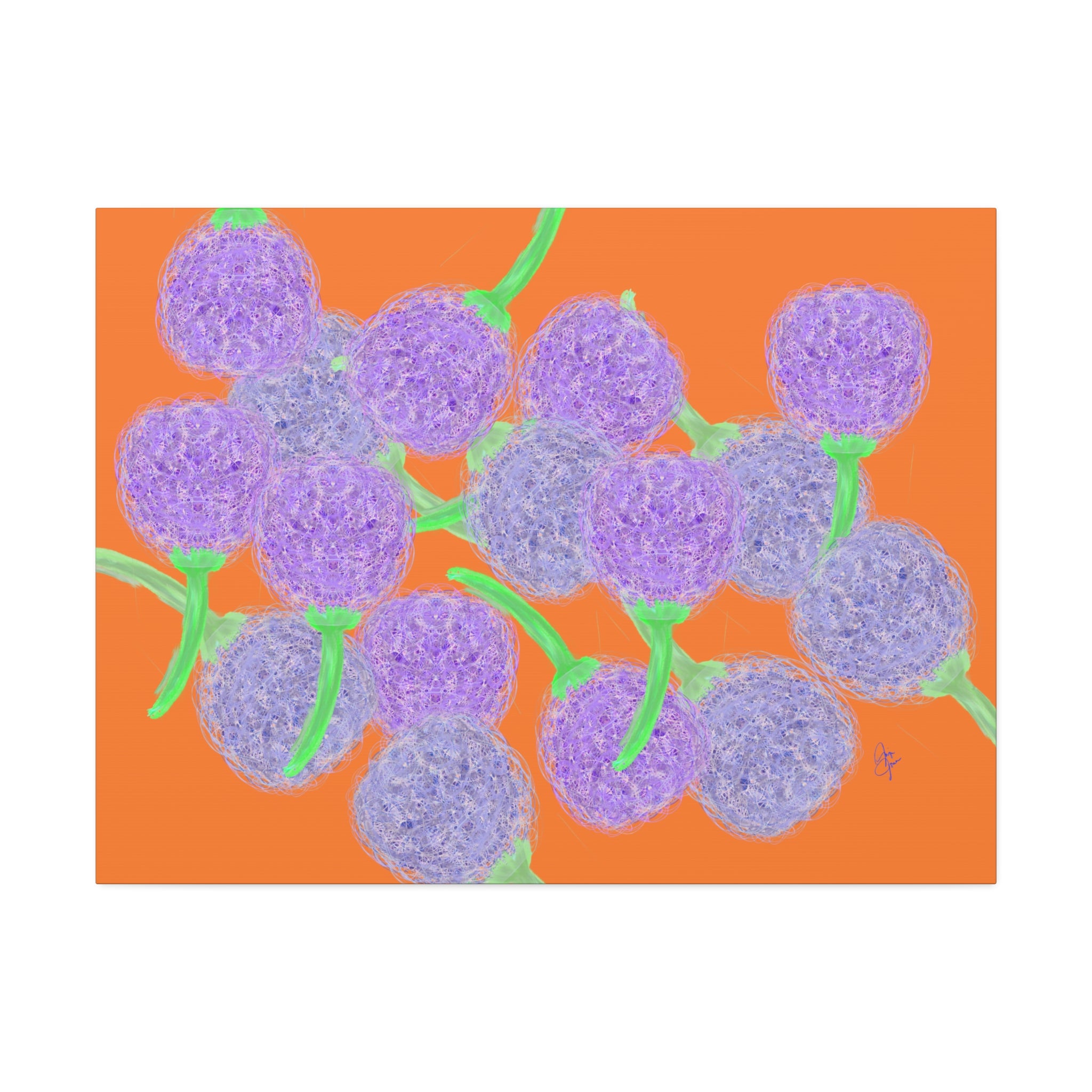Purple Berry Art Canvas Print — Floral Abstract Wall Decor (Stretched 1.5")