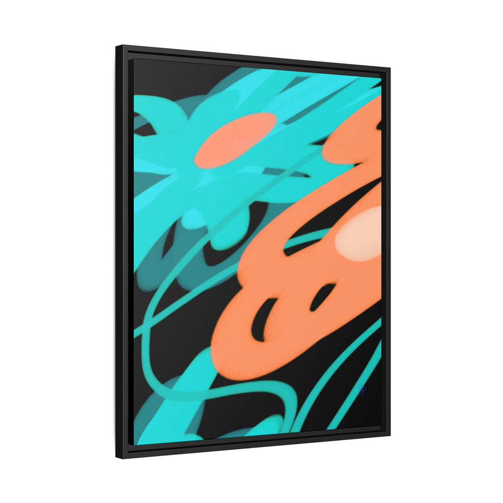 Abstract Teal & Coral Splash Framed Canvas